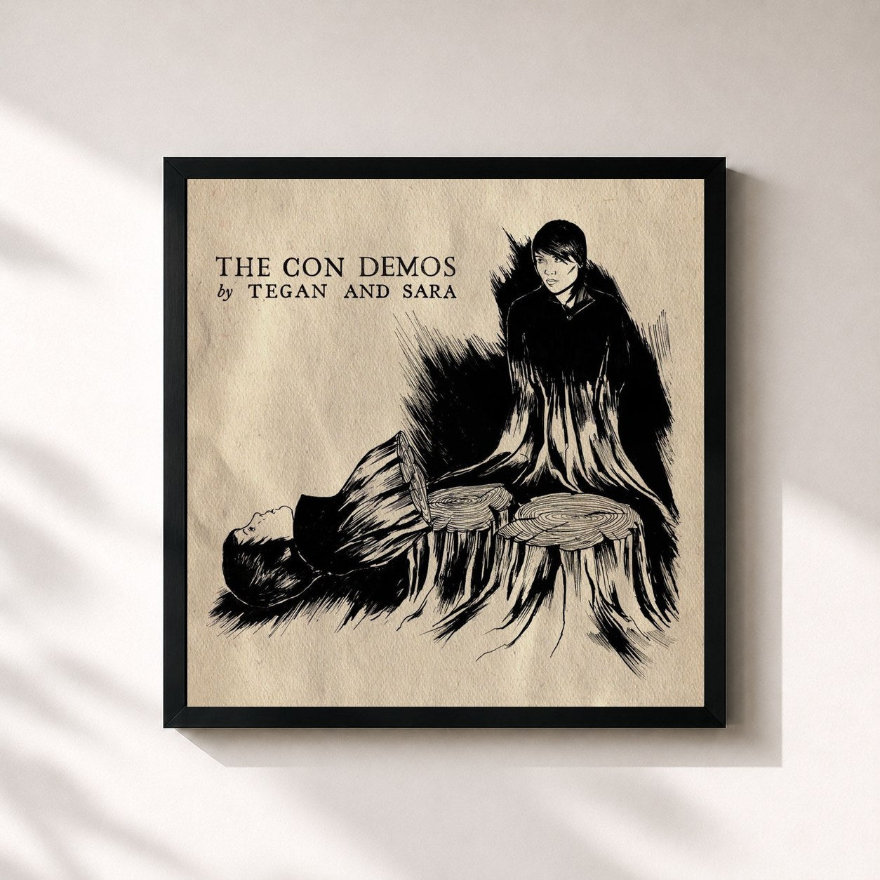 #noir Tableau carré de l'album The Con Demos de Tegan and Sara, cadre noir 32x32 cm