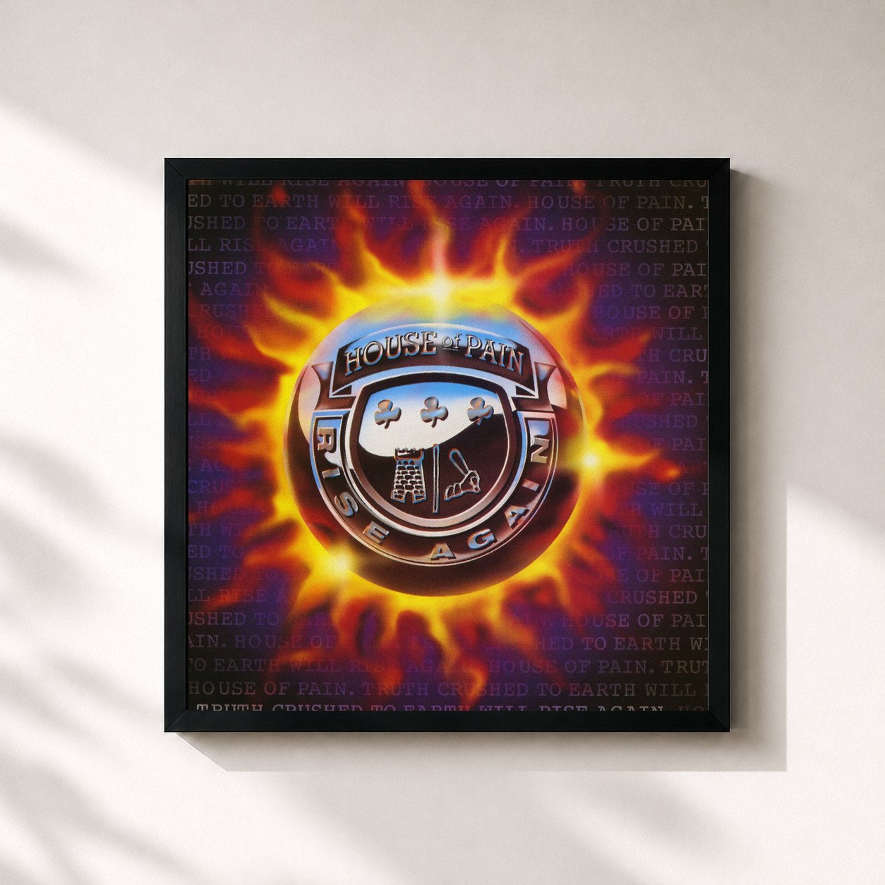 #noir Tableau carré de l'album Truth Crushed To Earth Shall Rise Again de House of Pain, cadre noir 32x32 cm