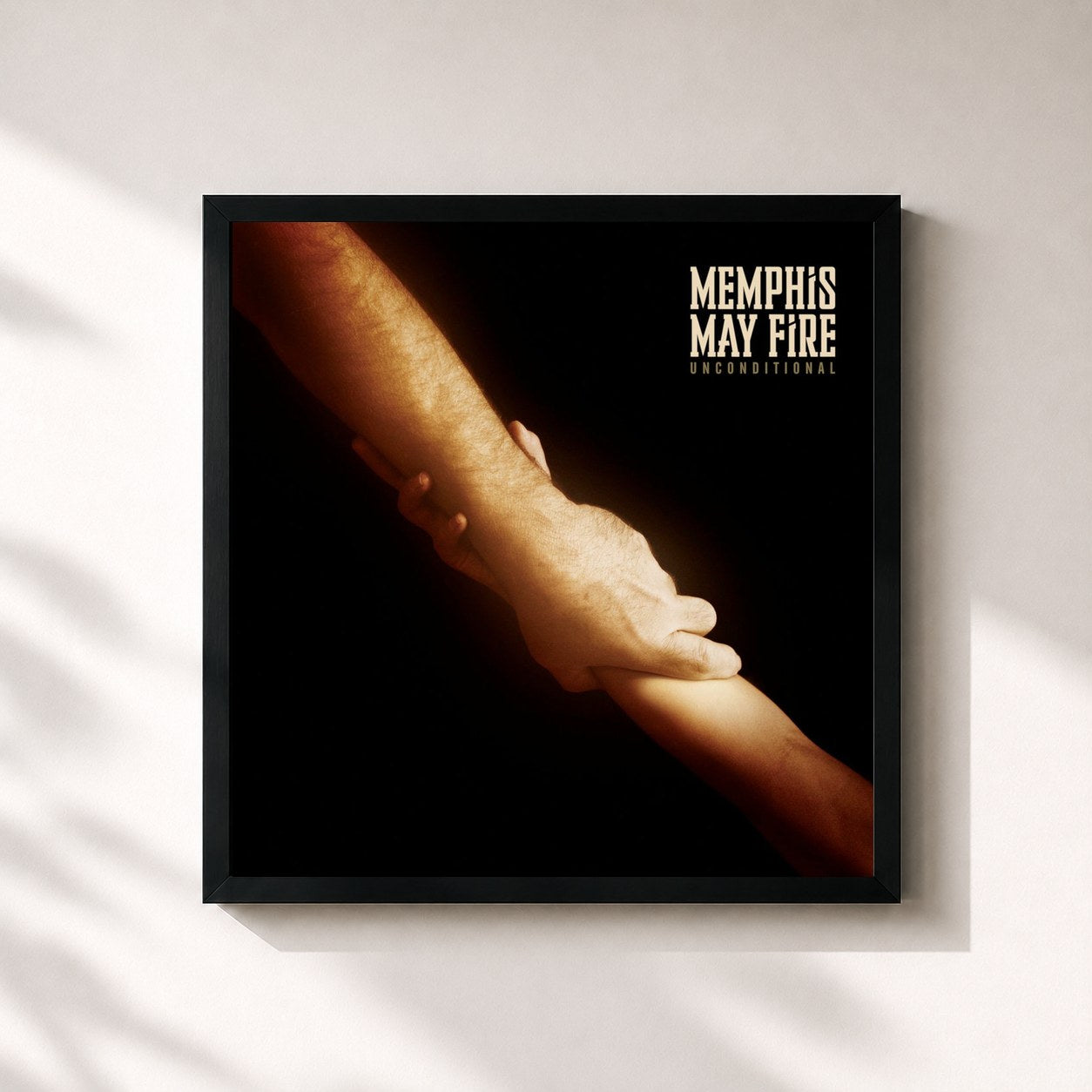 #noir Tableau carré de l'album Unconditional de Memphis May Fire, cadre noir 32x32 cm
