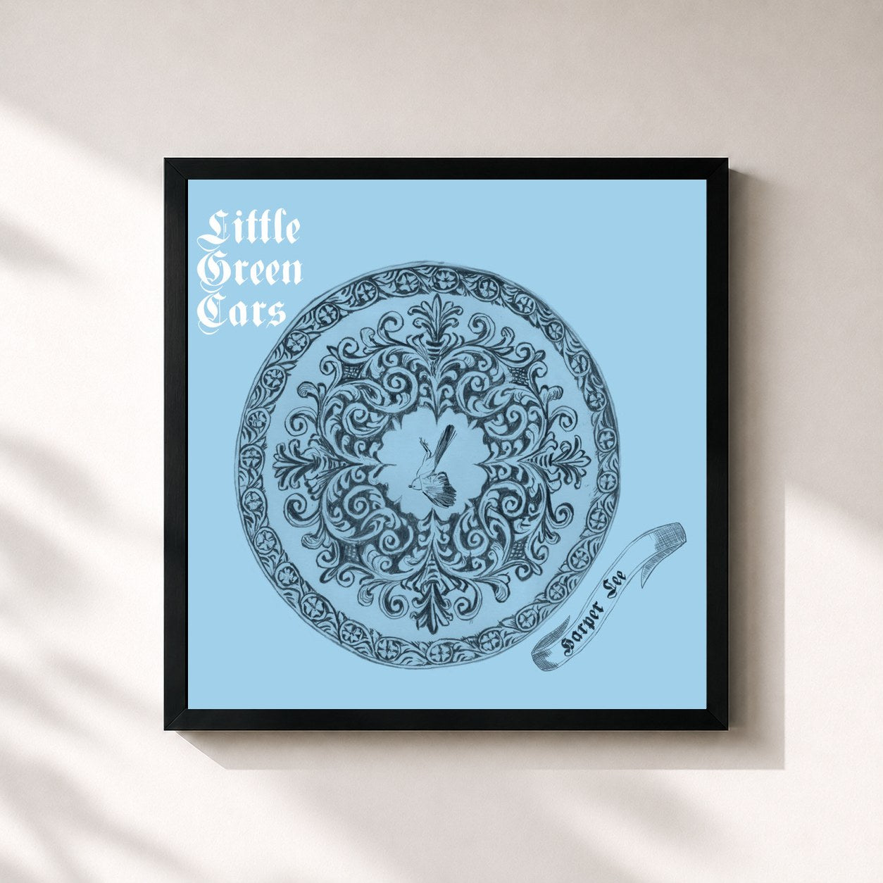 #noir Tableau carré de l'album Harper Lee EP de Little Green Cars, cadre noir 32x32 cm