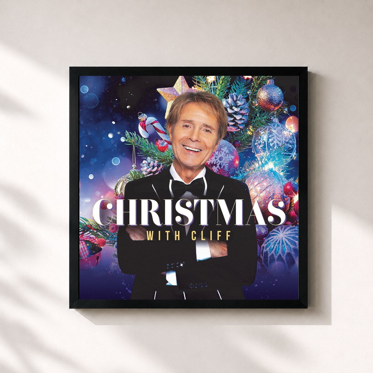 #noir Tableau carré de l'album Christmas with Cliff de Cliff Richard, cadre noir 32x32 cm