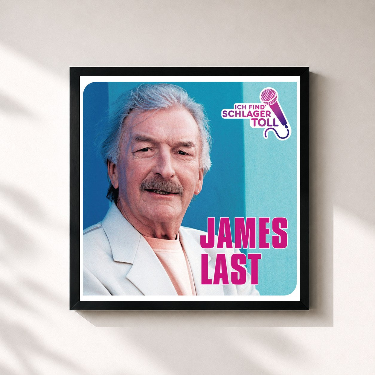 #noir Tableau carré de l'album Ich find' Schlager toll de James Last, cadre noir 32x32 cm