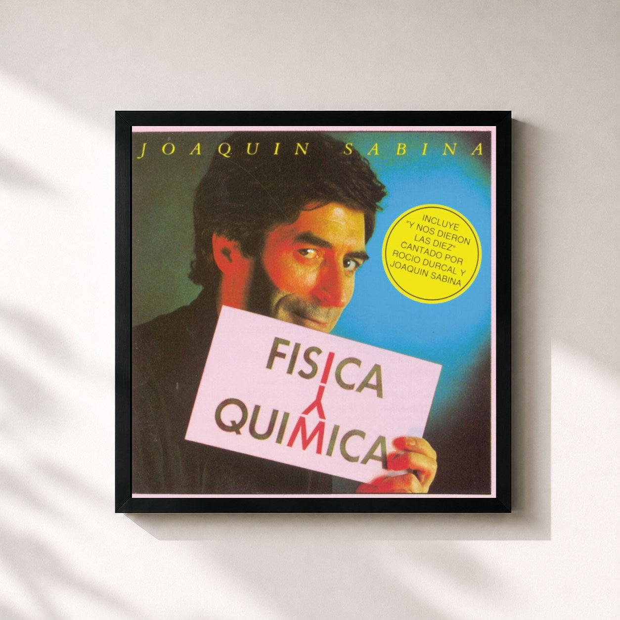 #noir Tableau carré de l'album Fisica Y Quimica de Joaquín Sabina, cadre noir 32x32 cm