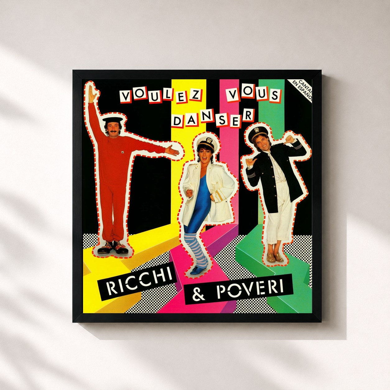 #noir Tableau carré de l'album Voulez Vous Danser de Ricchi e Poveri, cadre noir 32x32 cm