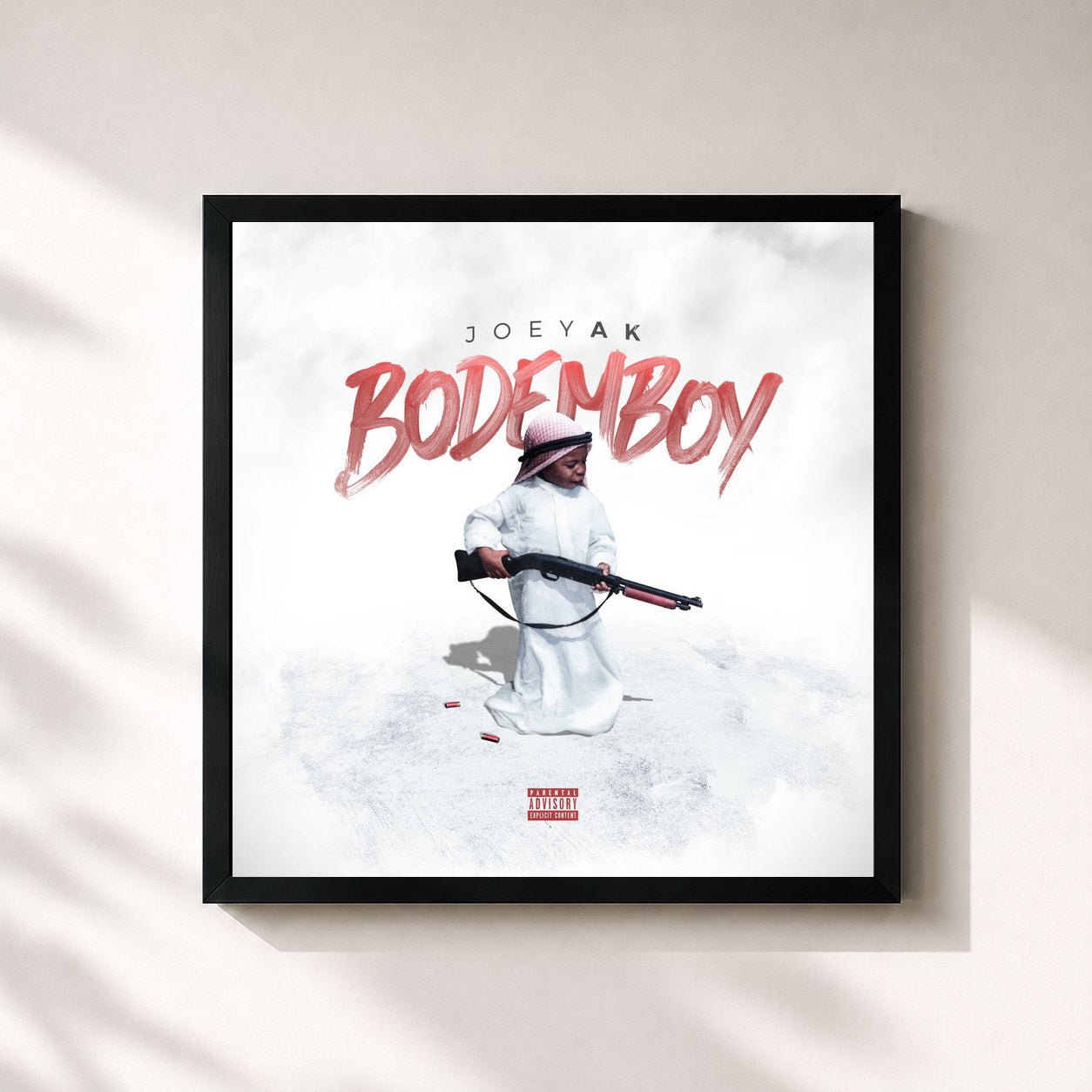 #noir Tableau carré de l'album Bodemboy de JoeyAK, cadre noir 32x32 cm