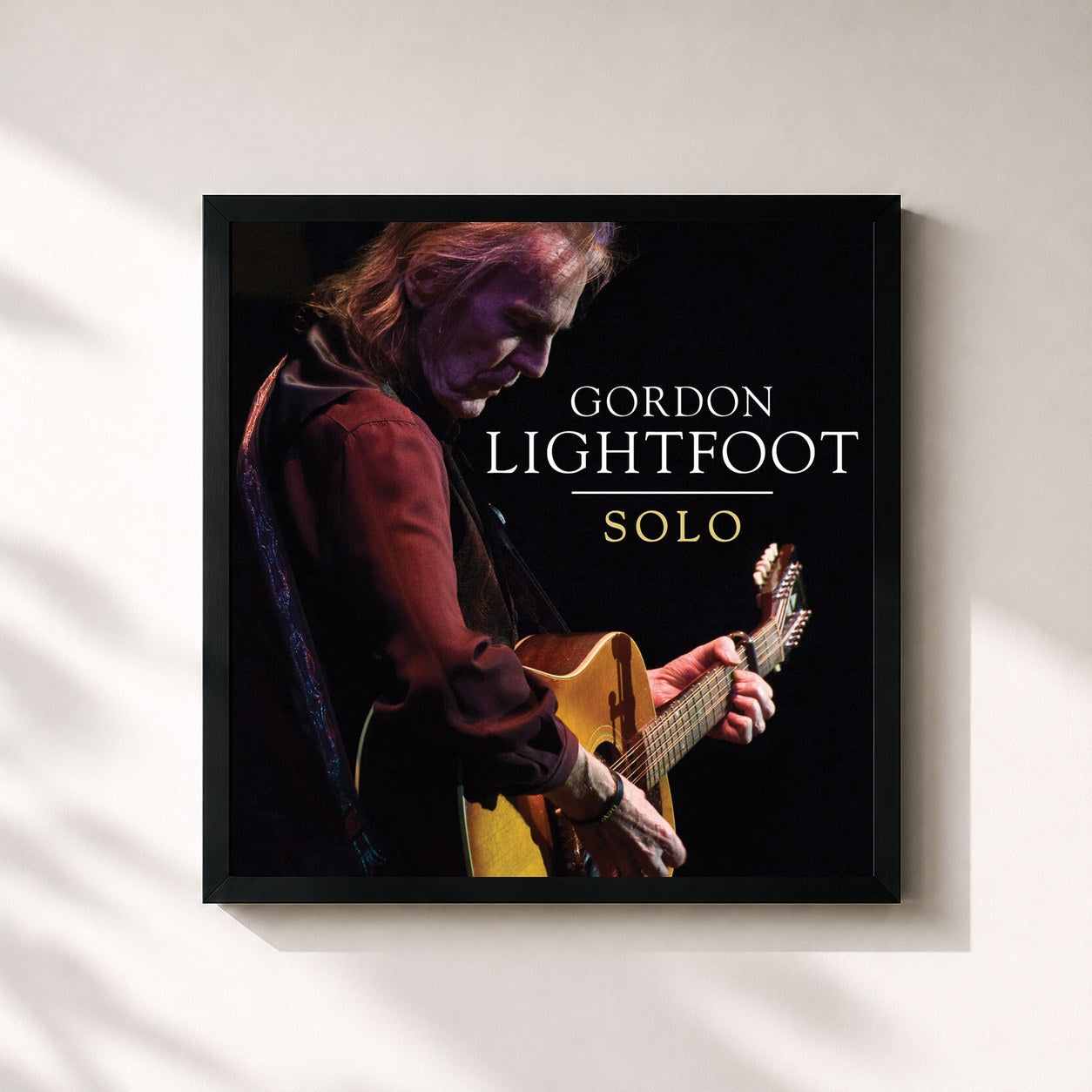 #noir Tableau carré de l'album Solo de Gordon Lightfoot, cadre noir 32x32 cm