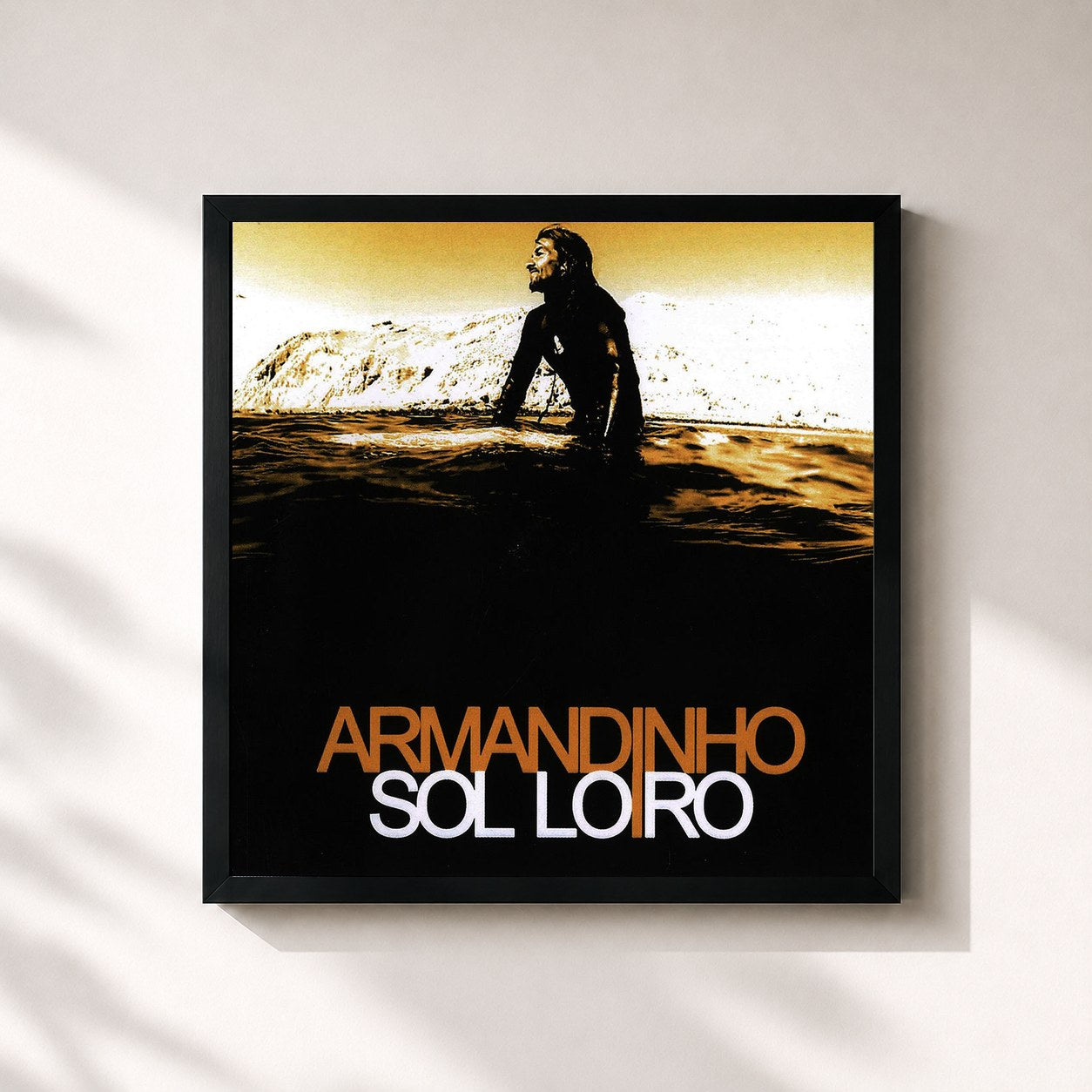 #noir Tableau carré de l'album Sol Loiro de Armandinho, cadre noir 32x32 cm