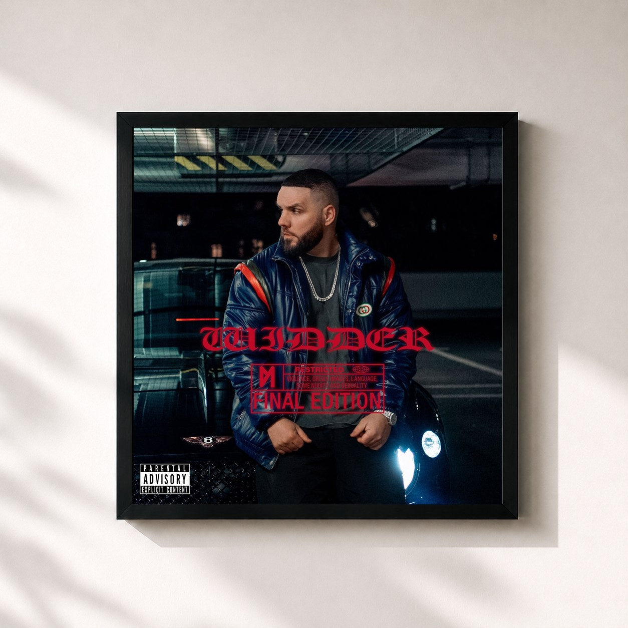 #noir Tableau carré de l'album WIDDER (FINAL EDITION) de Fler, cadre noir 32x32 cm