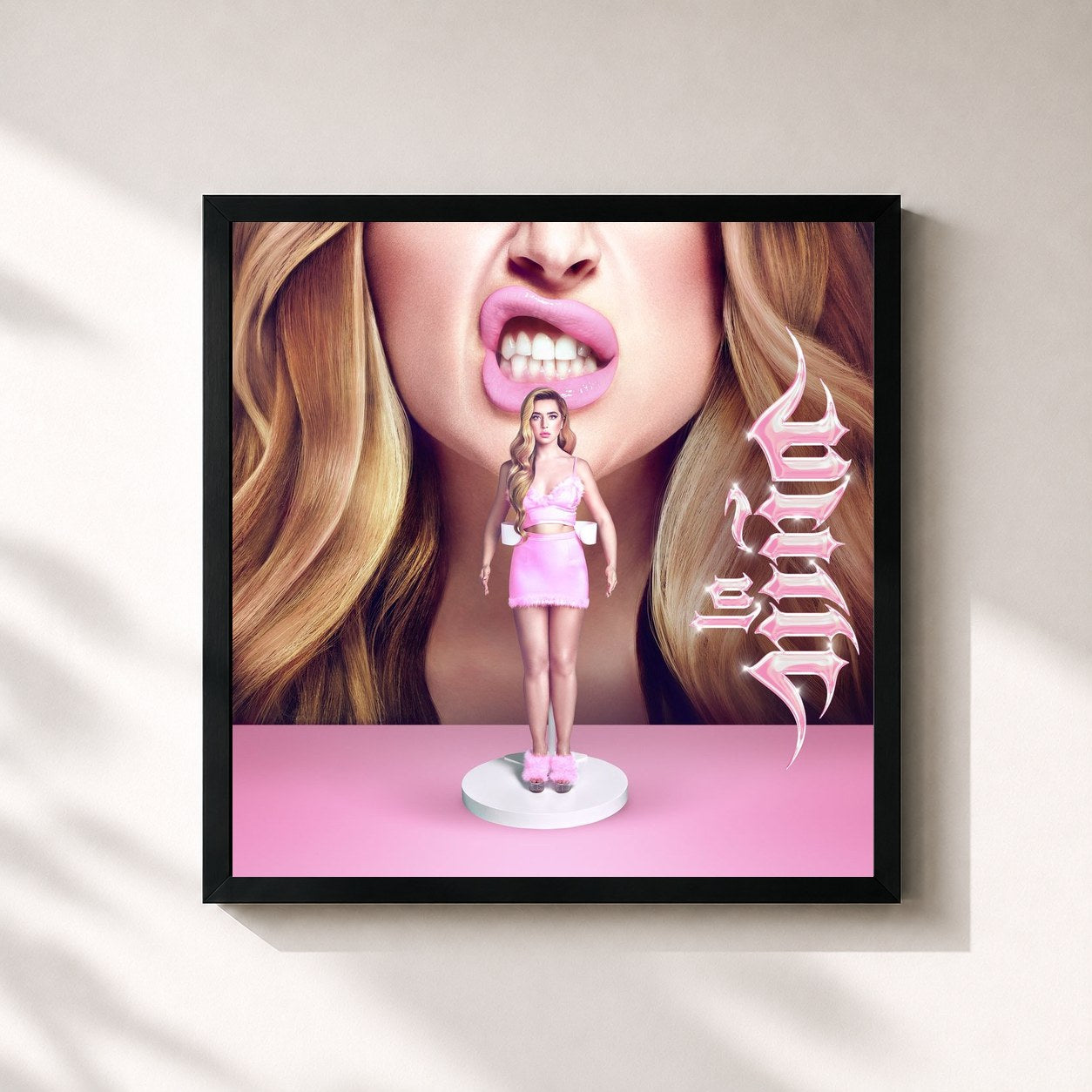 #noir Tableau carré de l'album La Niña de Lola Indigo, cadre noir 32x32 cm