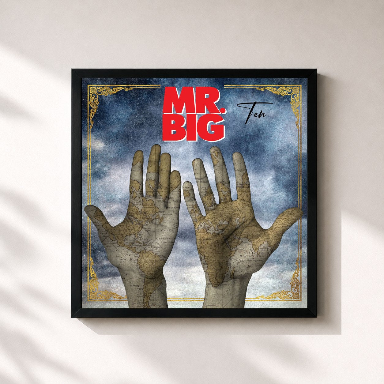 #noir Tableau carré de l'album Ten de Mr. Big, cadre noir 32x32 cm