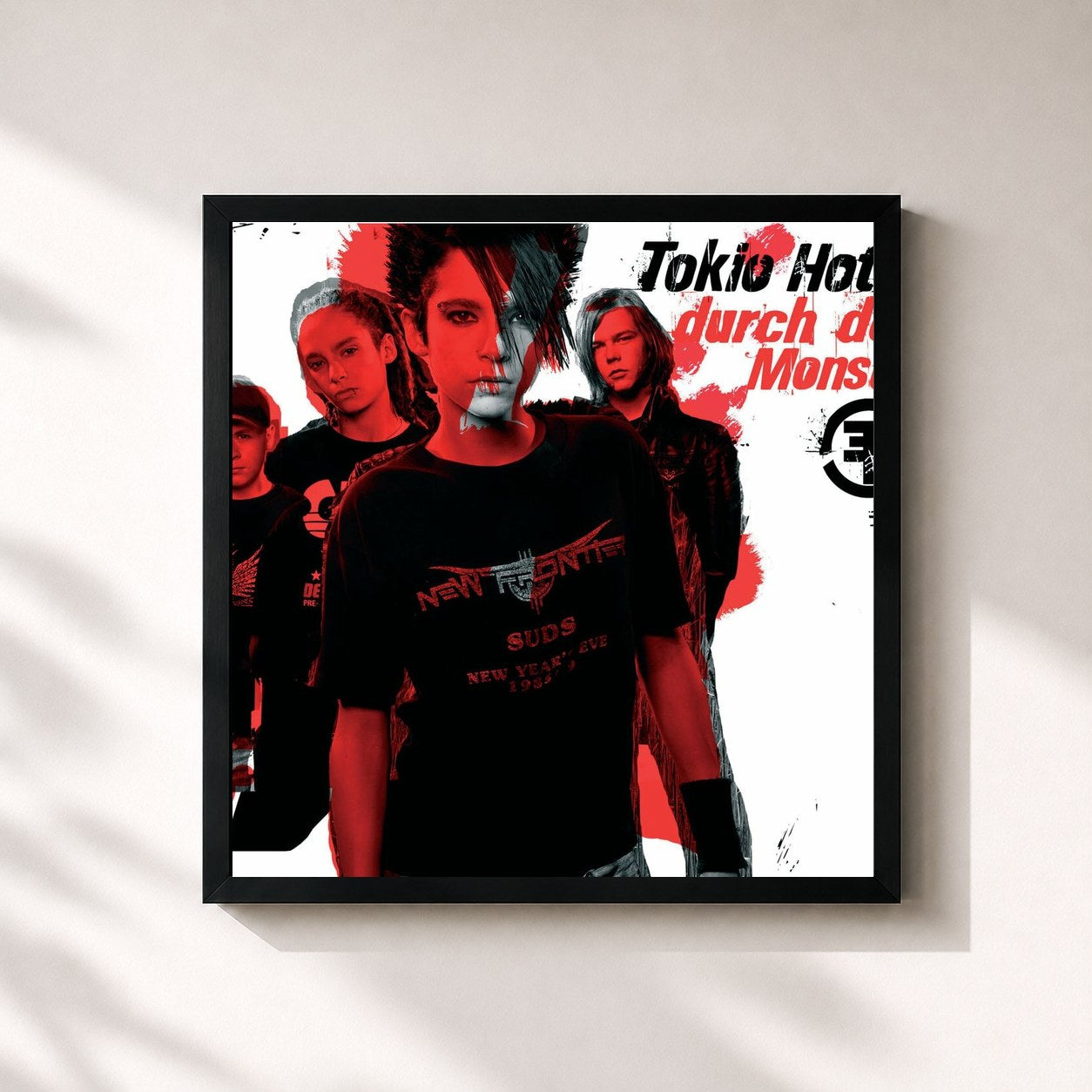 #noir Tableau carré de l'album Durch Den Monsun (e-Single) de Tokio Hotel, cadre noir 32x32 cm