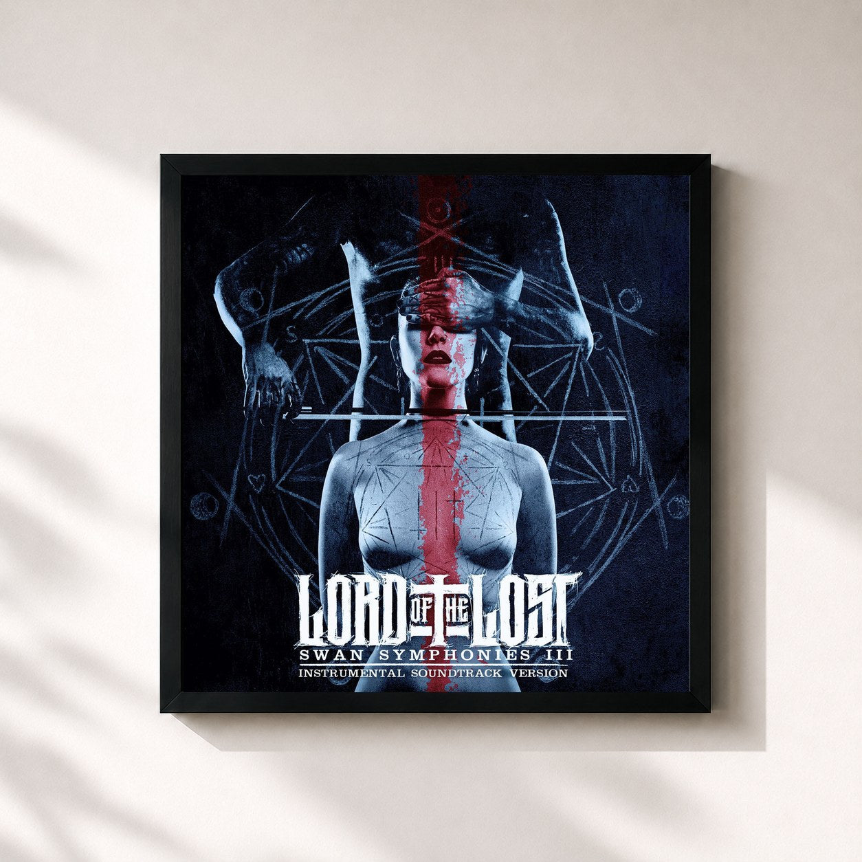 #noir Tableau carré de l'album Swan Symphonies III de Lord Of The Lost, cadre noir 32x32 cm