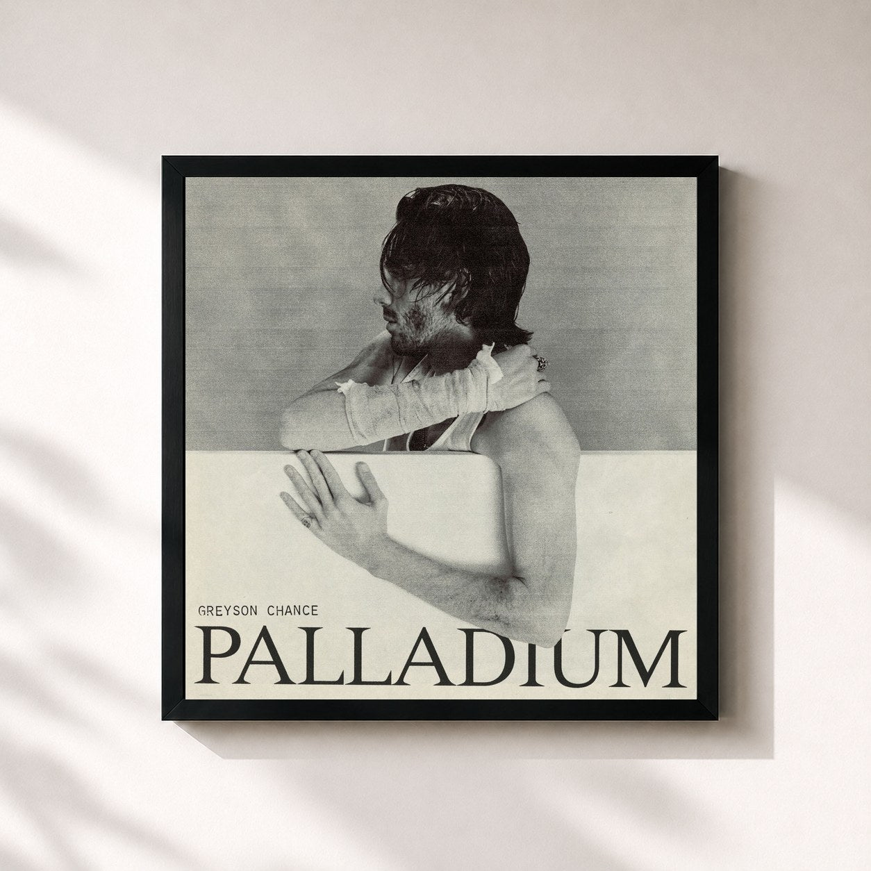 #noir Tableau carré de l'album Palladium de Greyson Chance, cadre noir 32x32 cm