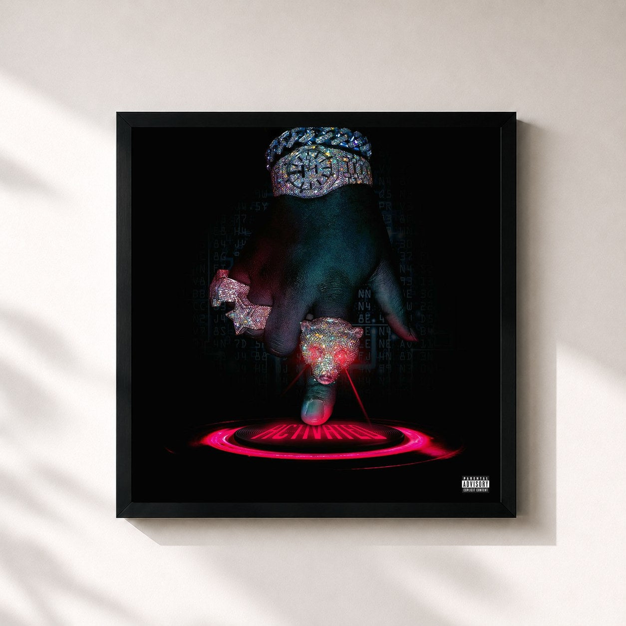 #noir Tableau carré de l'album Activated de Tee Grizzley, cadre noir 32x32 cm