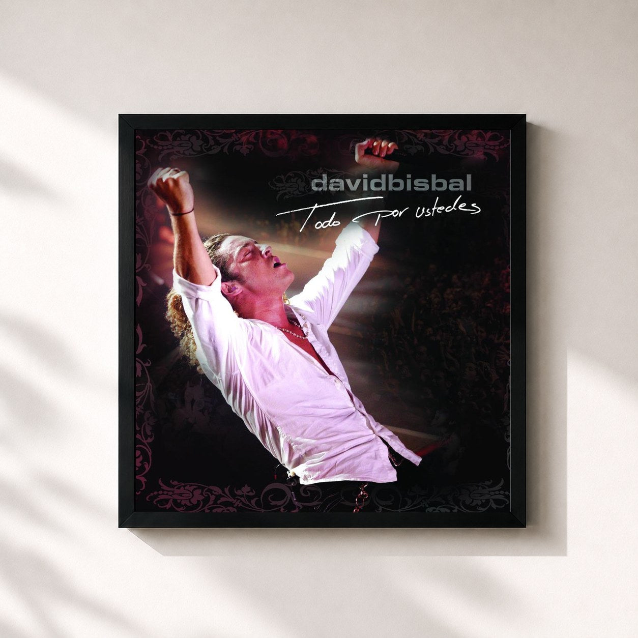 #noir Tableau carré de l'album Todo Por Ustedes de David Bisbal, cadre noir 32x32 cm