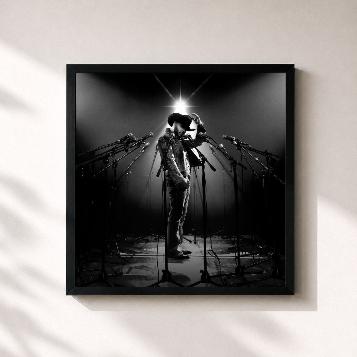 #noir Tableau carré de l'album El Ejemplar de Gerardo Ortiz, cadre noir 32x32 cm