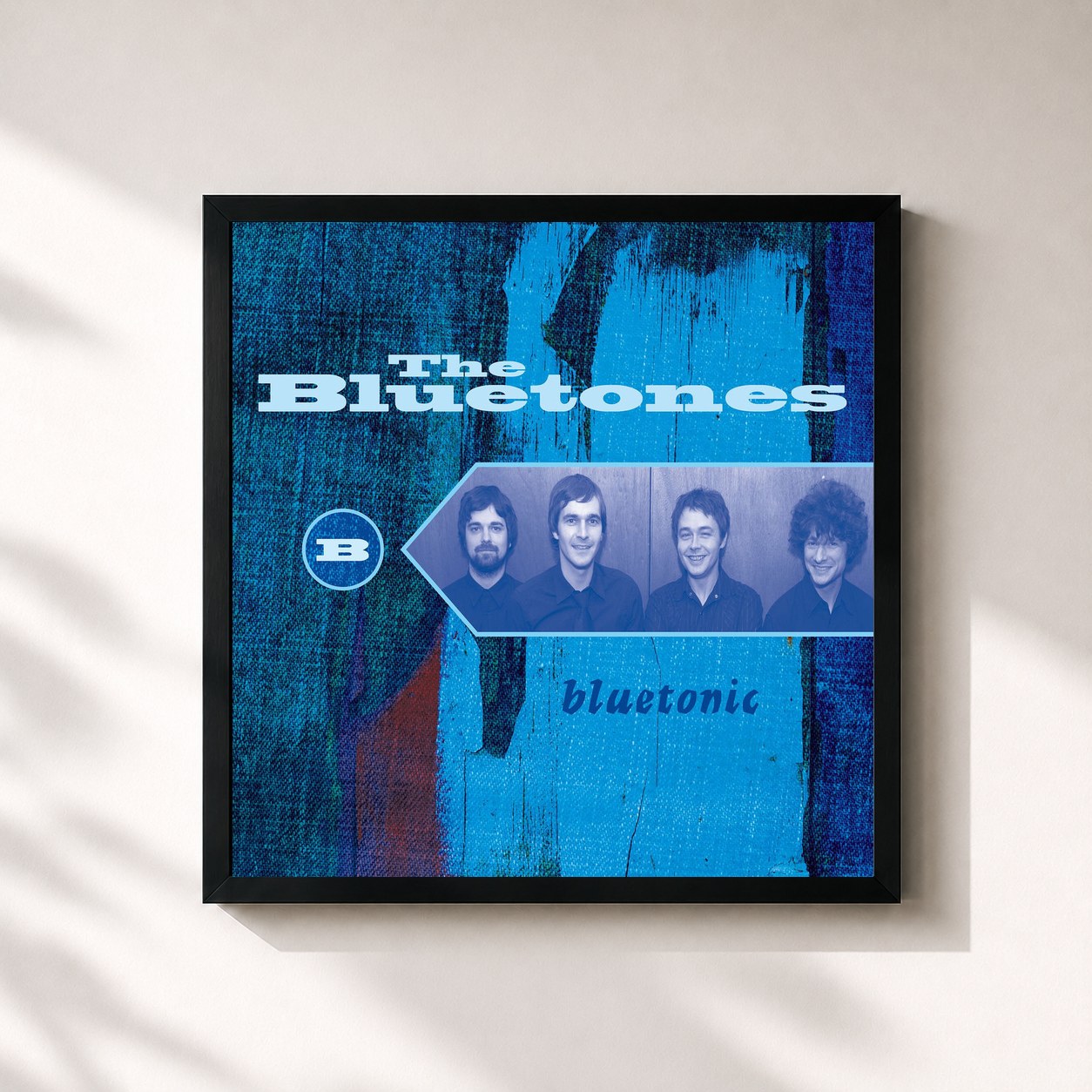 #noir Tableau carré de l'album Bluetonic de The Bluetones, cadre noir 32x32 cm