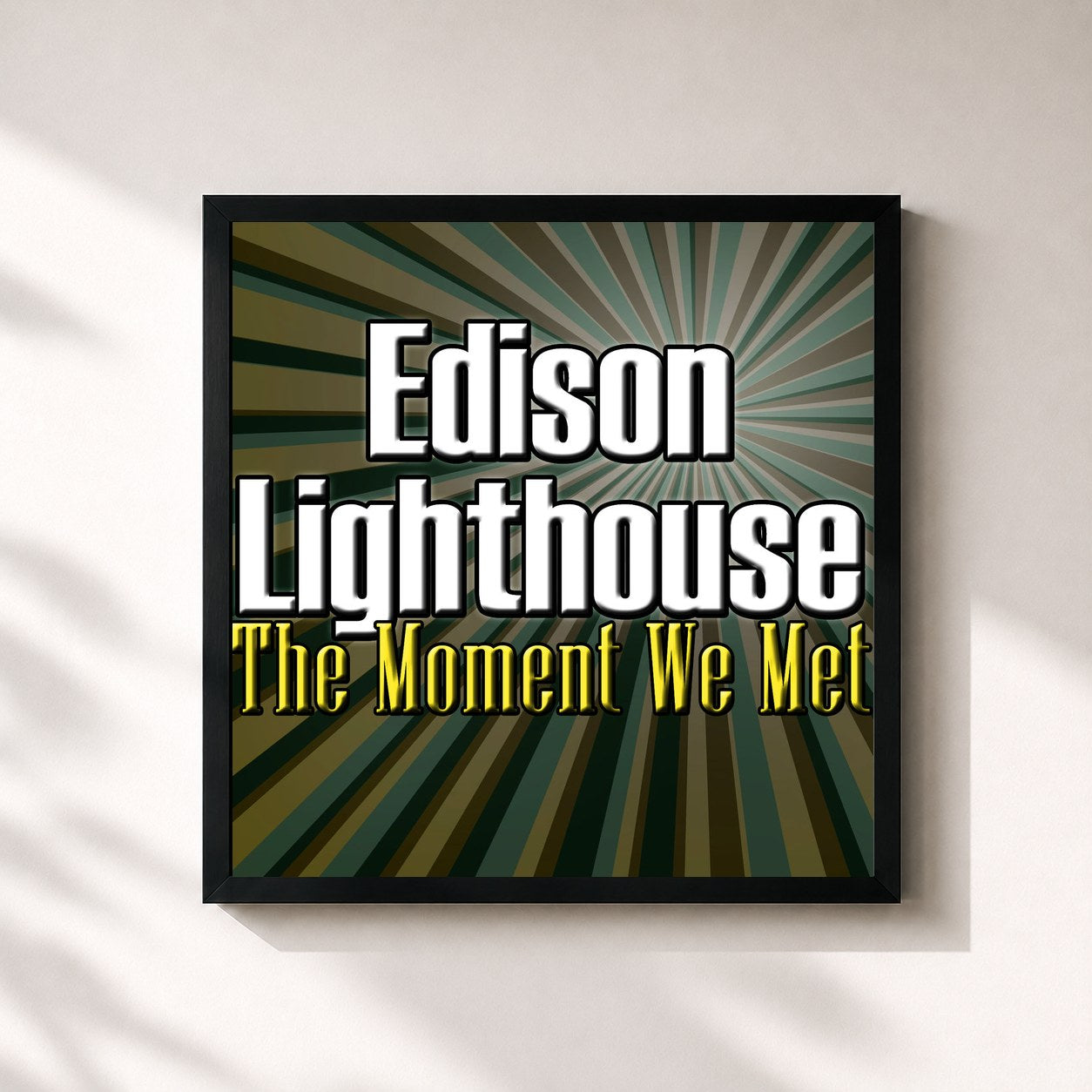 #noir Tableau carré de l'album The Moment We Met de Edison Lighthouse, cadre noir 32x32 cm