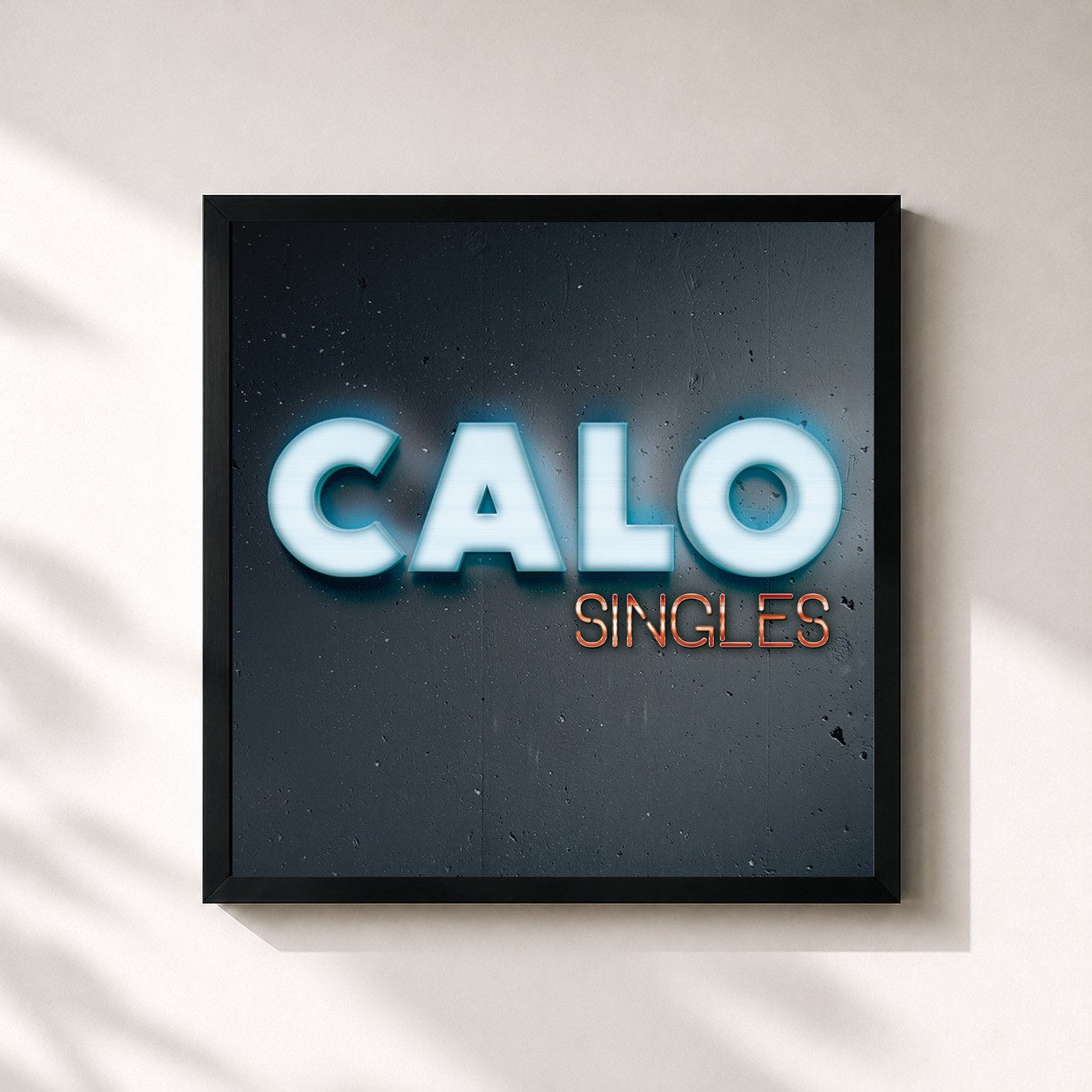 #noir Tableau carré de l'album Singles de Calo, cadre noir 32x32 cm
