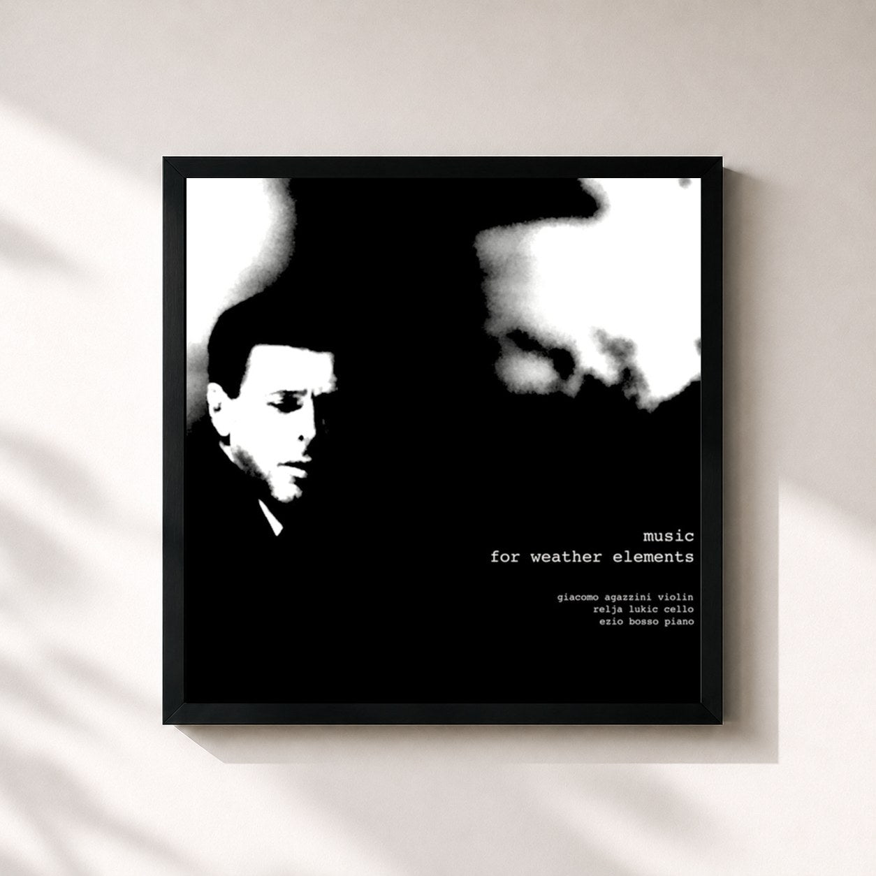 #noir Tableau carré de l'album Music for Weather Elements de Ezio Bosso, cadre noir 32x32 cm