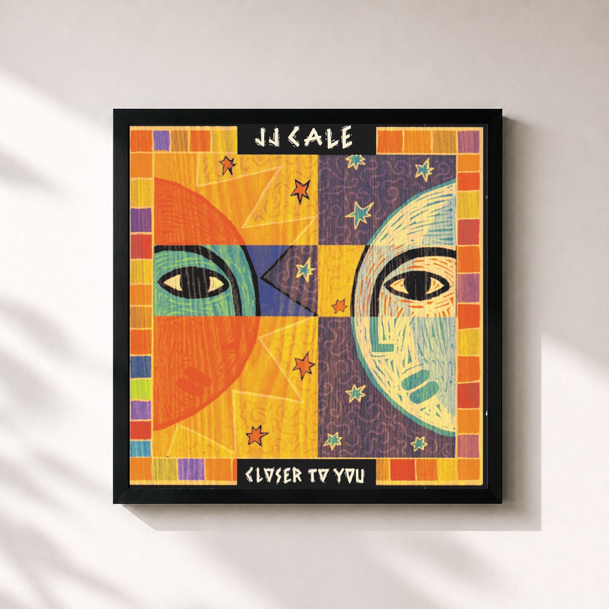 #noir Tableau carré de l'album Closer To You de J.J. Cale, cadre noir 32x32 cm