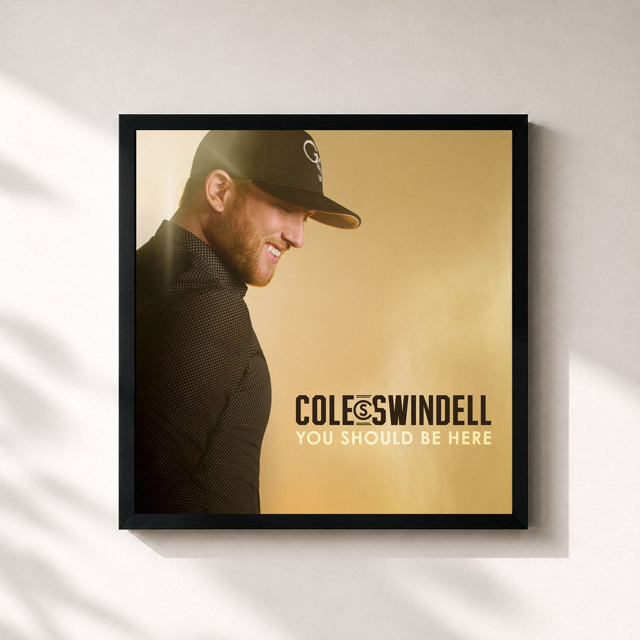 #noir Tableau carré de l'album You Should Be Here de Cole Swindell, cadre noir 32x32 cm