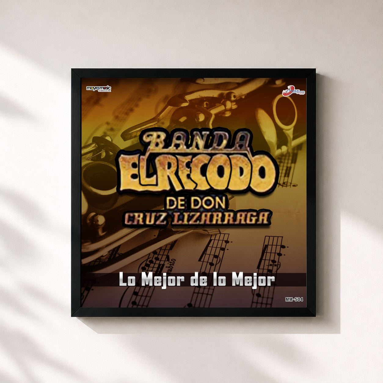 #noir Tableau carré de l'album Lo Mejor De Lo Mejor de Banda El Recodo, cadre noir 32x32 cm