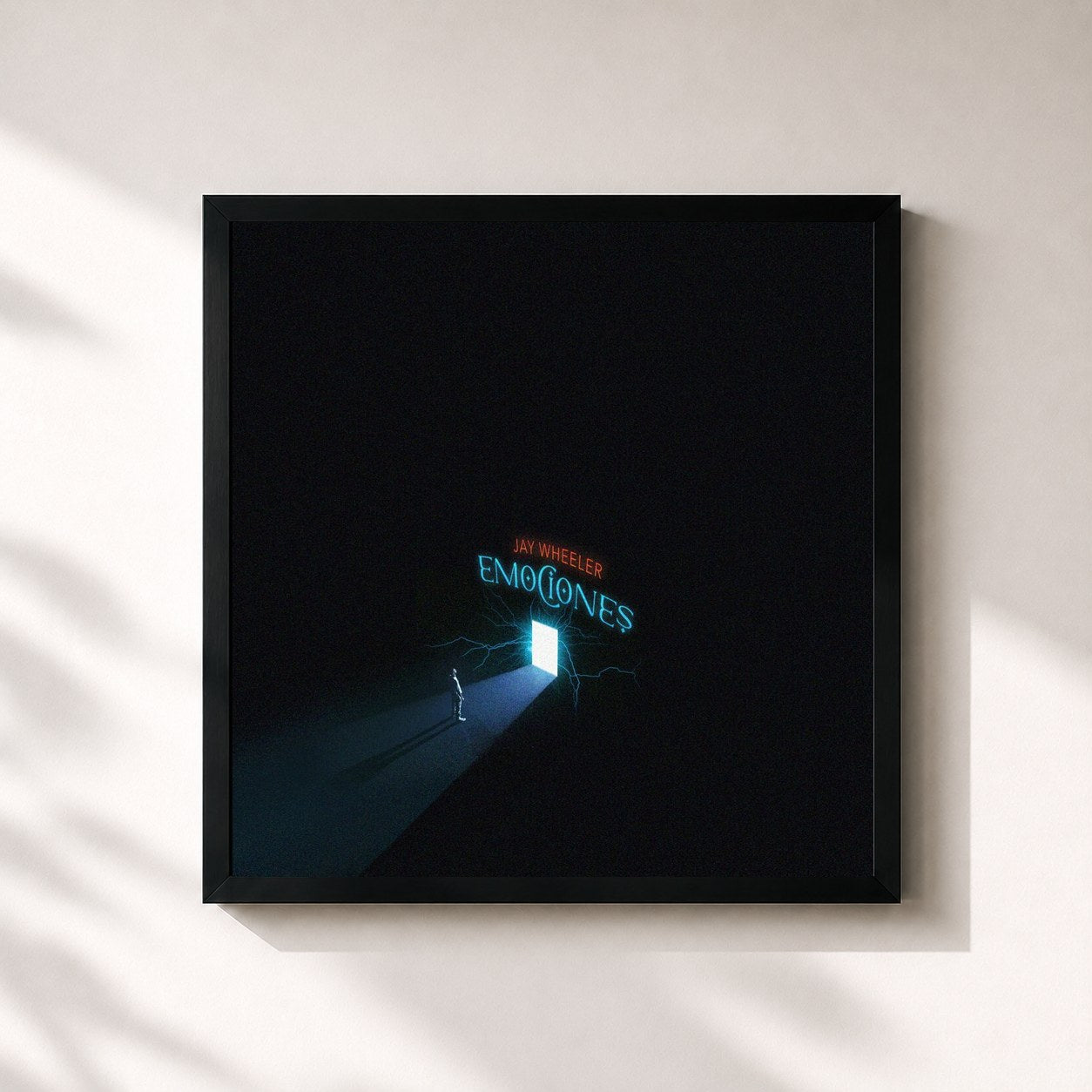 #noir Tableau carré de l'album Emociones de Jay Wheeler, cadre noir 32x32 cm