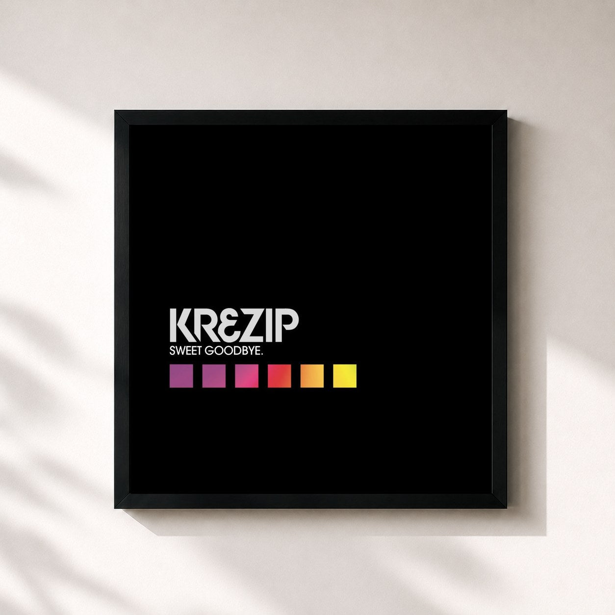 #noir Tableau carré de l'album Sweet Goodbye de Krezip, cadre noir 32x32 cm