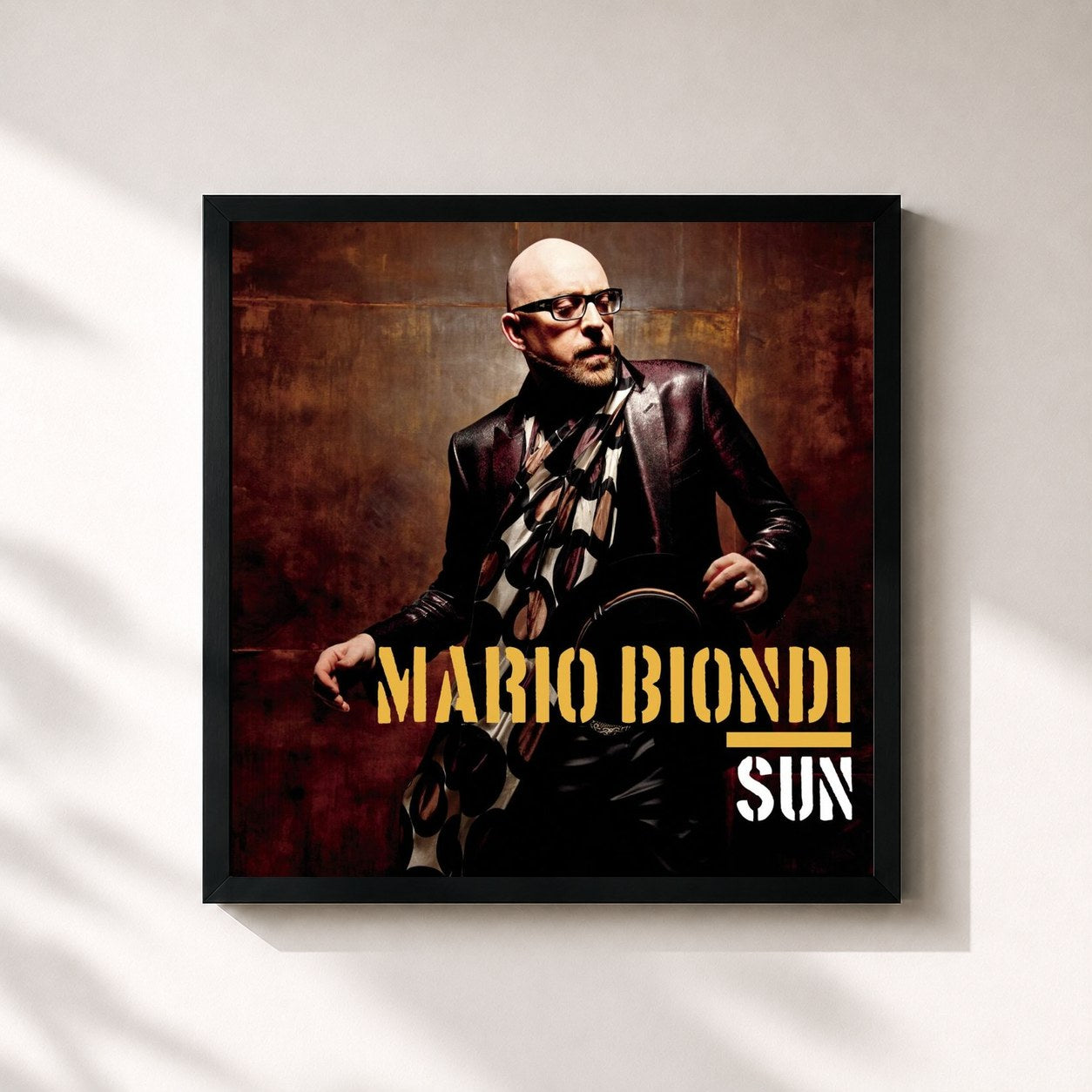 #noir Tableau carré de l'album Sun de Mario Biondi, cadre noir 32x32 cm