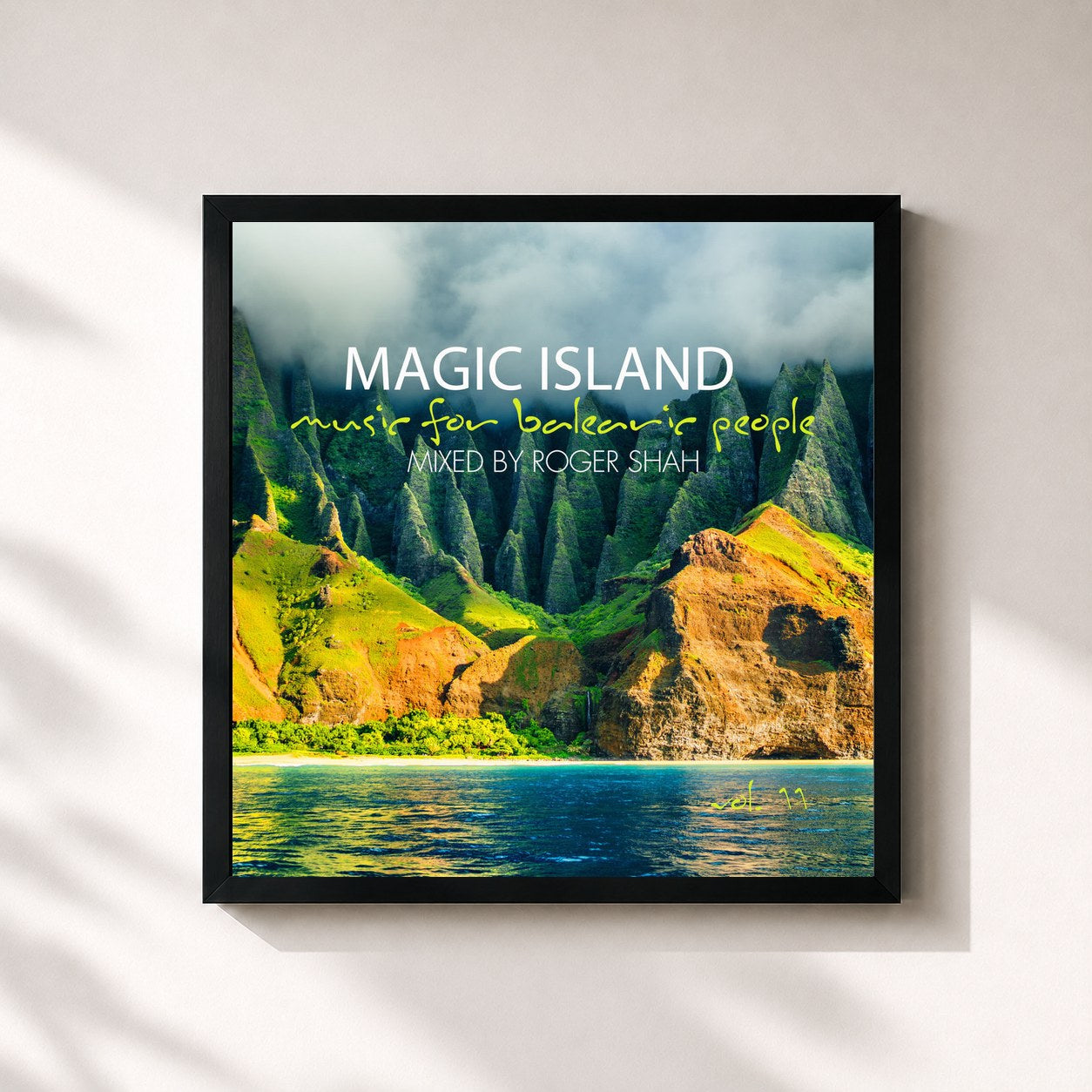#noir Tableau carré de l'album Magic Island Vol. 11 de Roger Shah, cadre noir 32x32 cm