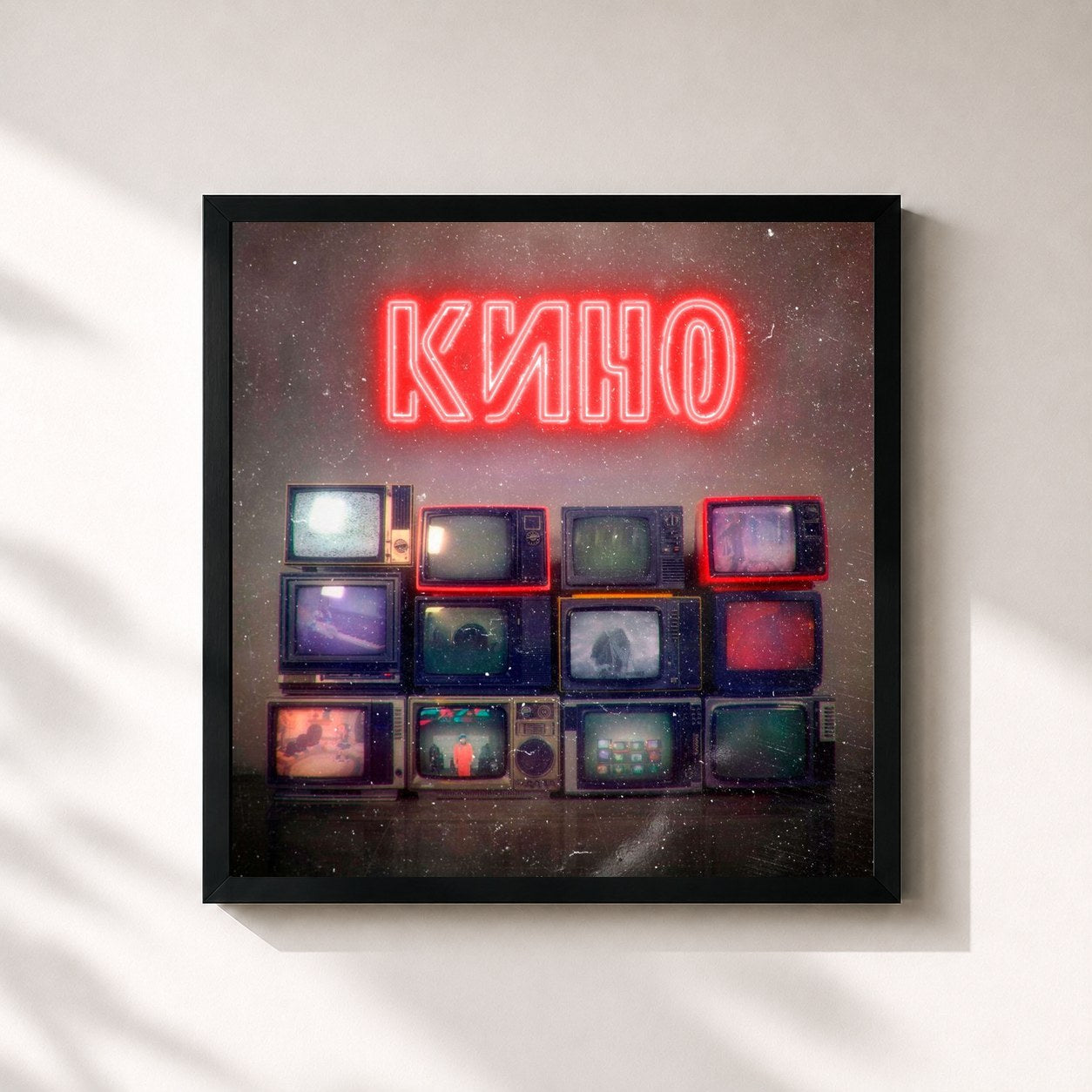 #noir Tableau carré de l'album Кино de Wax, cadre noir 32x32 cm