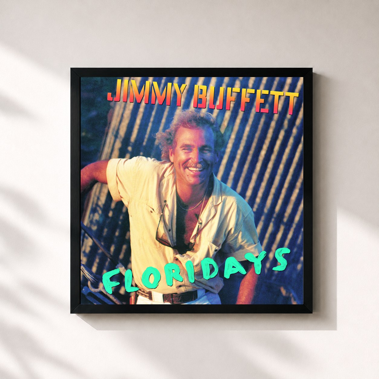 #noir Tableau carré de l'album Floridays de Jimmy Buffett, cadre noir 32x32 cm