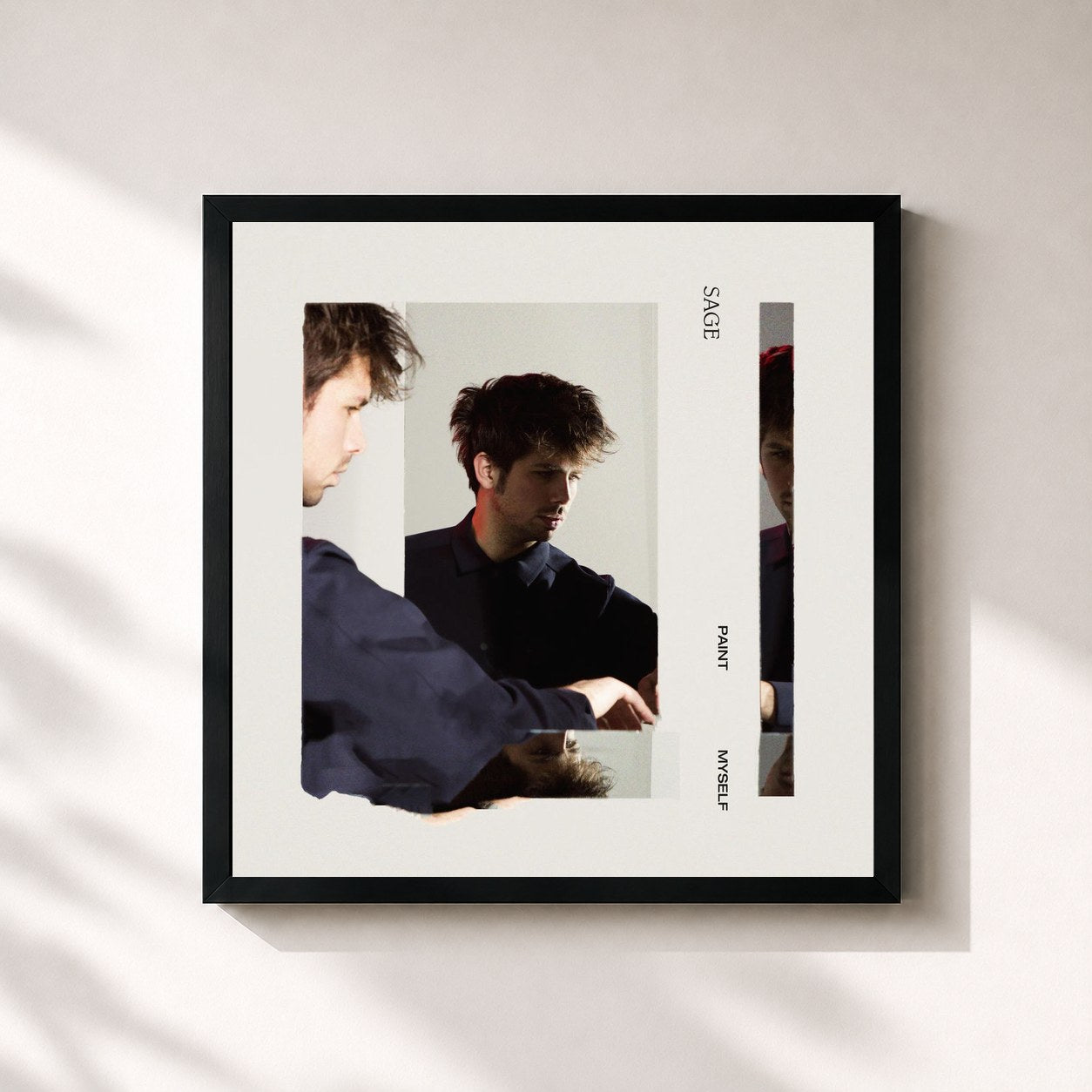 #noir Tableau carré de l'album Paint Myself de Sage, cadre noir 32x32 cm