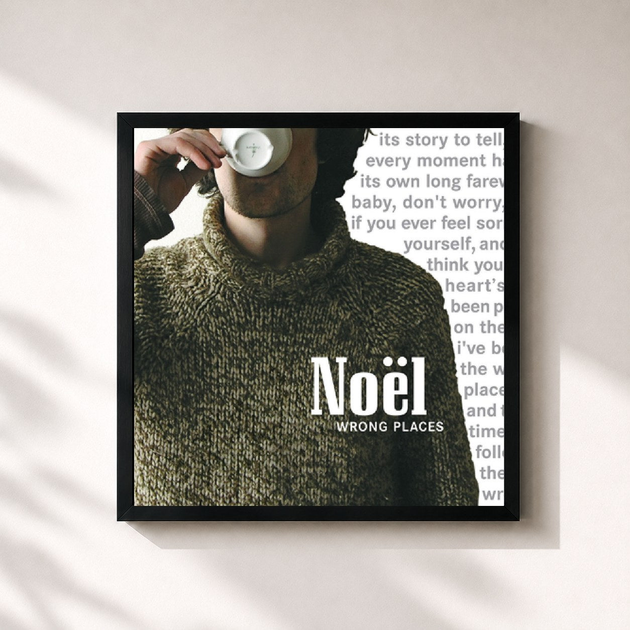 #noir Tableau carré de l'album Wrong Places de Noel, cadre noir 32x32 cm