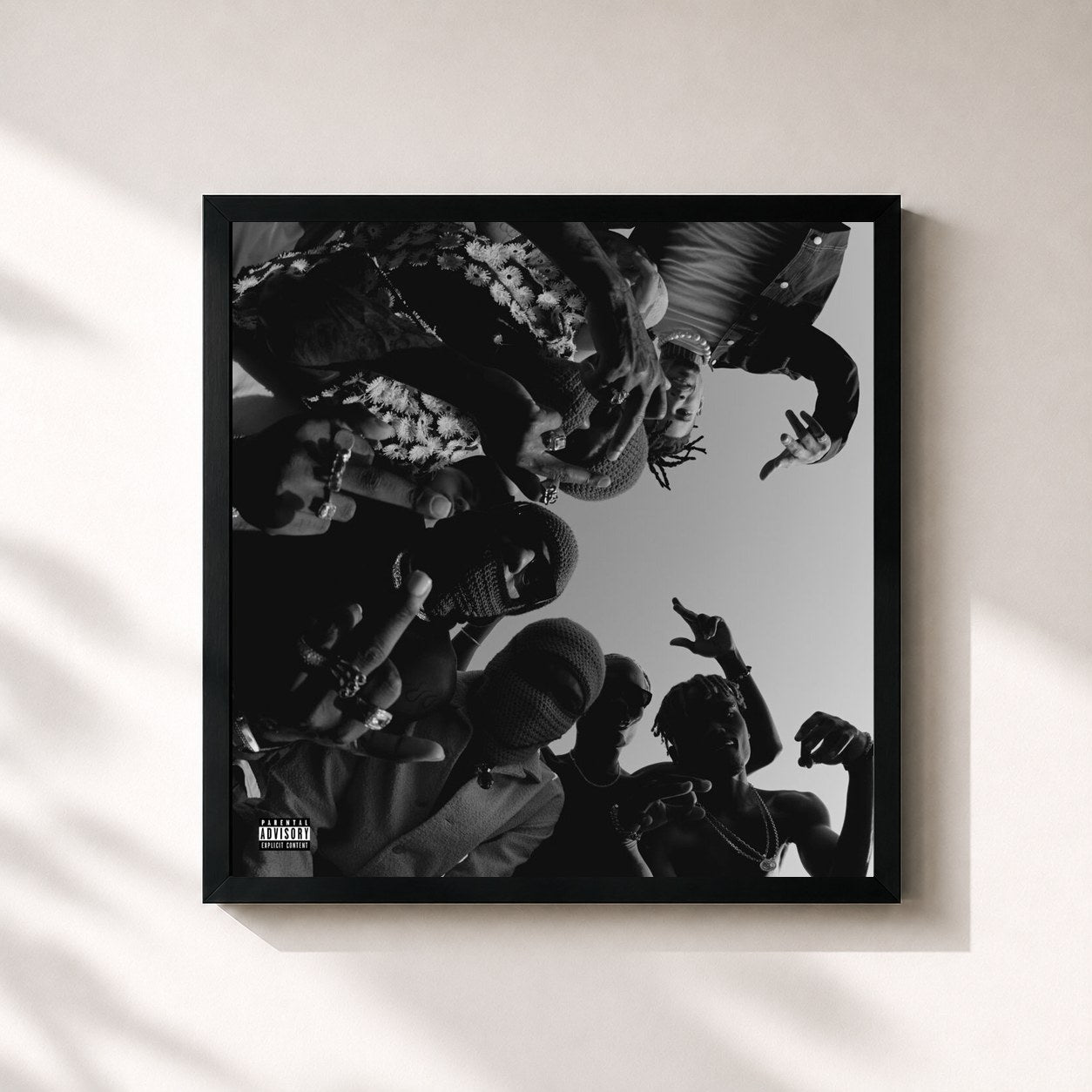 #noir Tableau carré de l'album Calzone Tapes 3 de Recayd Mob, cadre noir 32x32 cm