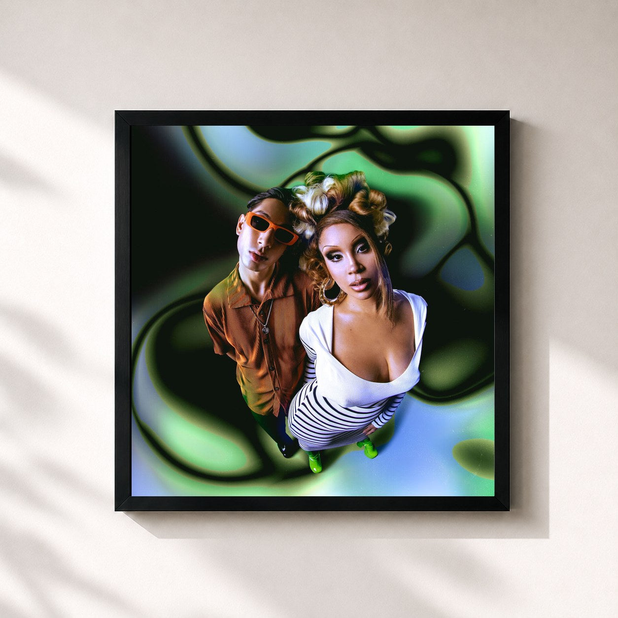 #noir Tableau carré de l'album House of LION BABE (Deluxe) de LION BABE, cadre noir 32x32 cm