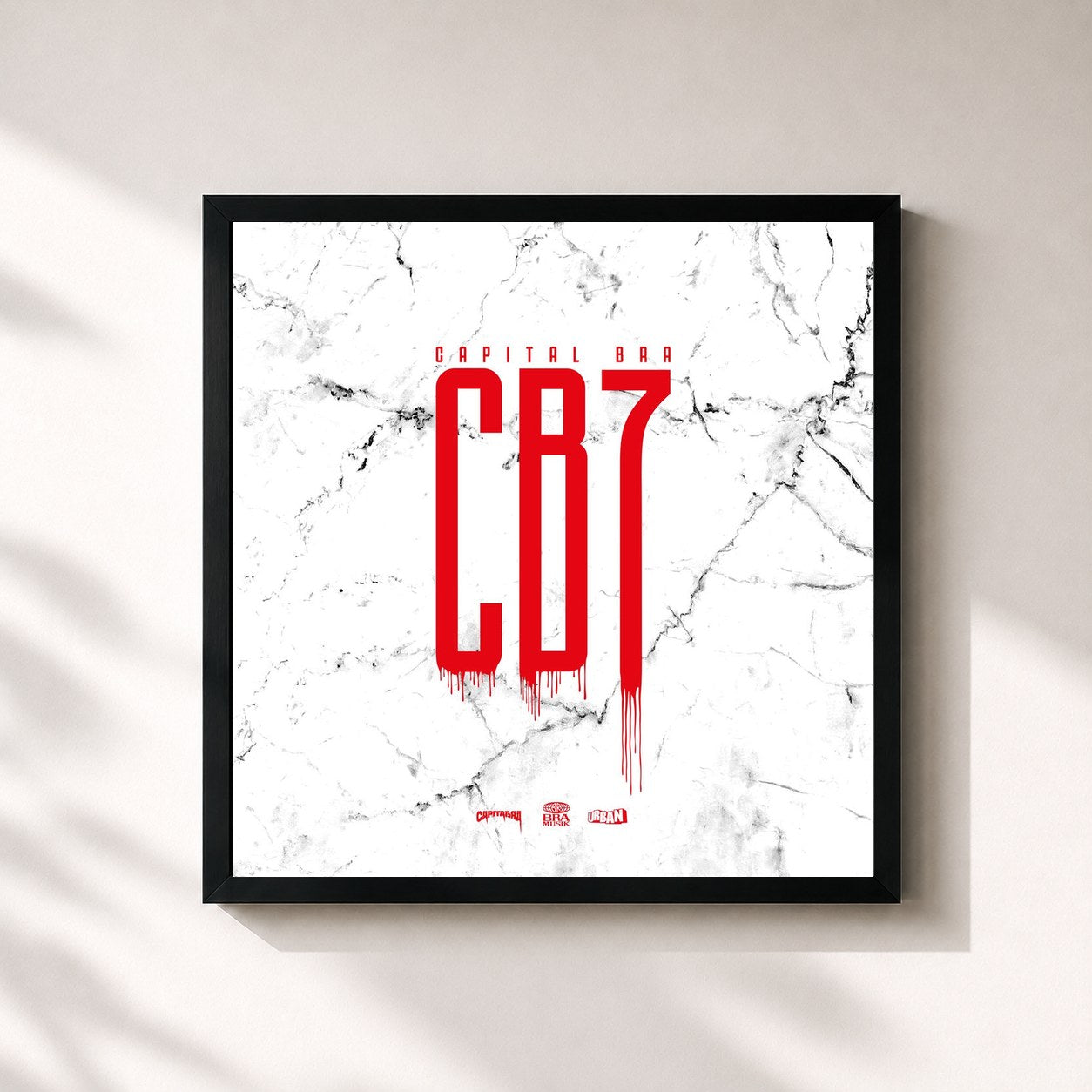 #noir Tableau carré de l'album CB7 de Capital Bra, cadre noir 32x32 cm
