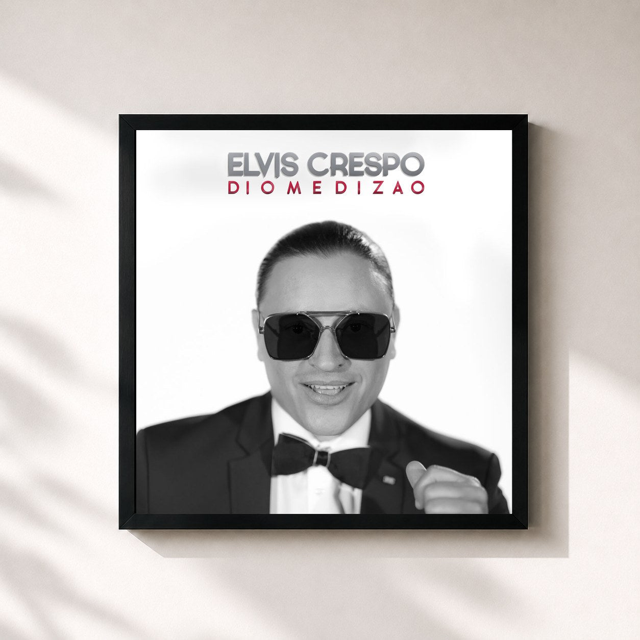 #noir Tableau carré de l'album Diomedizao de Elvis Crespo, cadre noir 32x32 cm