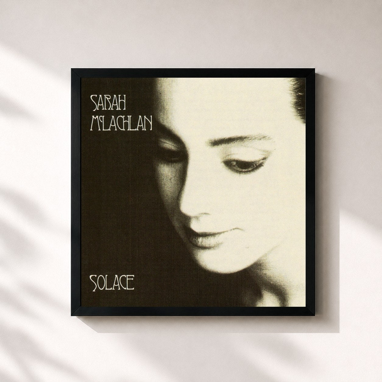 #noir Tableau carré de l'album Solace de Sarah McLachlan, cadre noir 32x32 cm