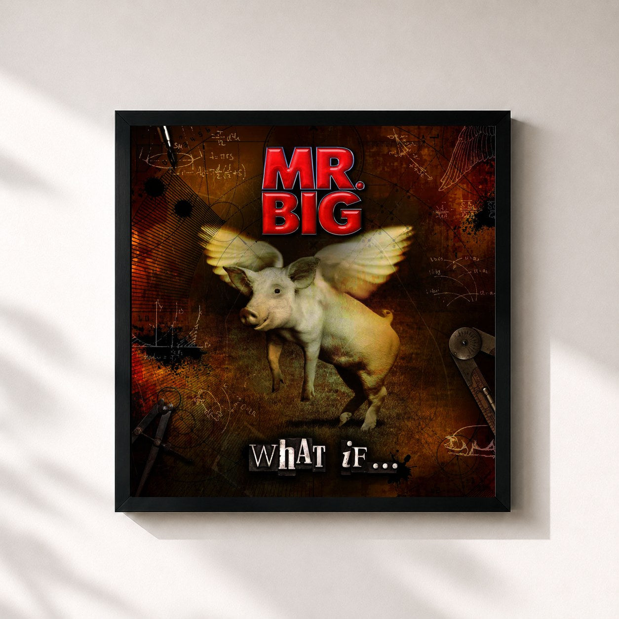 #noir Tableau carré de l'album What If... de Mr. Big, cadre noir 32x32 cm