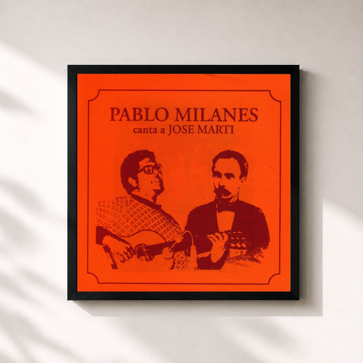 #noir Tableau carré de l'album Canta a Jose Marti de Pablo Milanés, cadre noir 32x32 cm