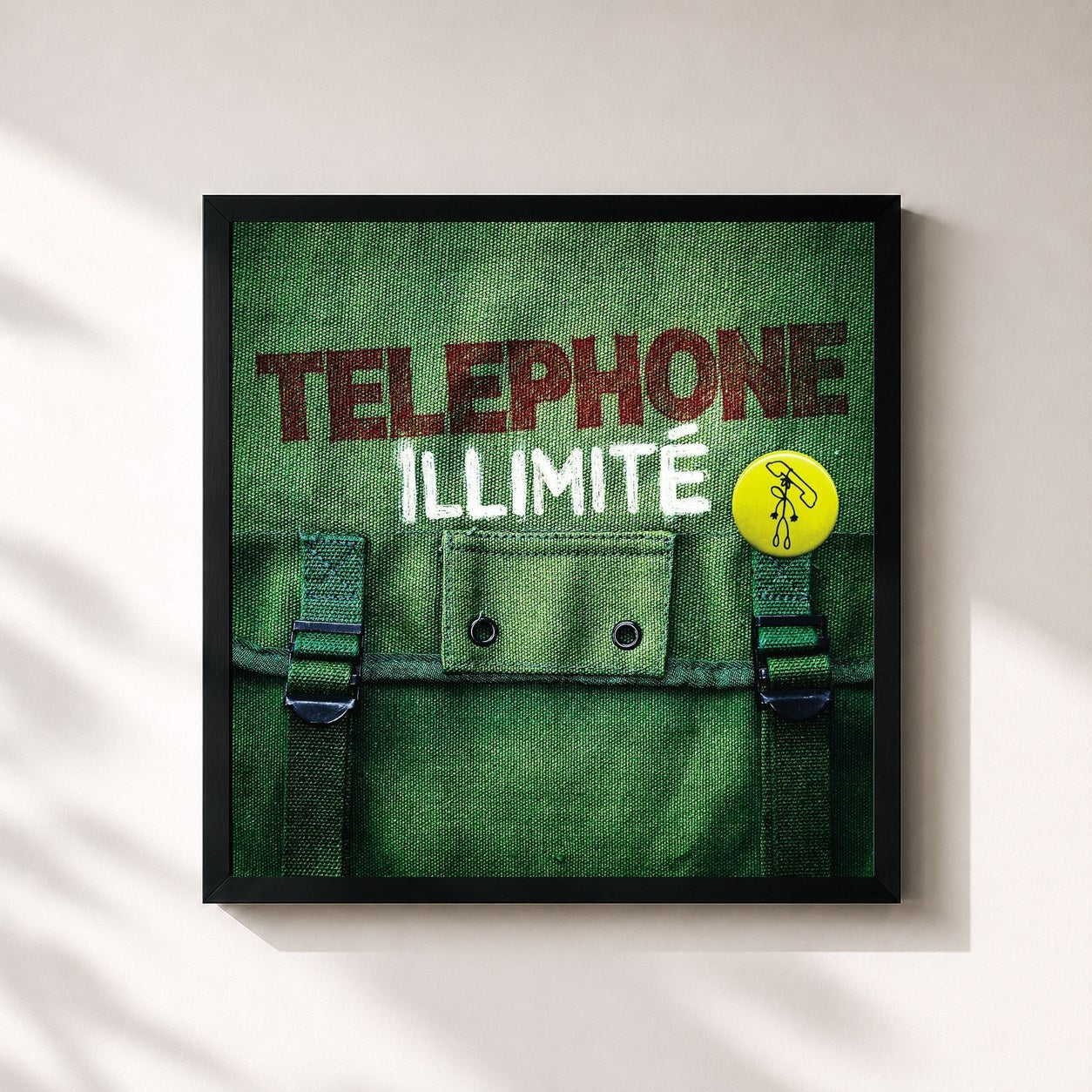 #noir Tableau carré de l'album Telephone Illimité de Telephone, cadre noir 32x32 cm