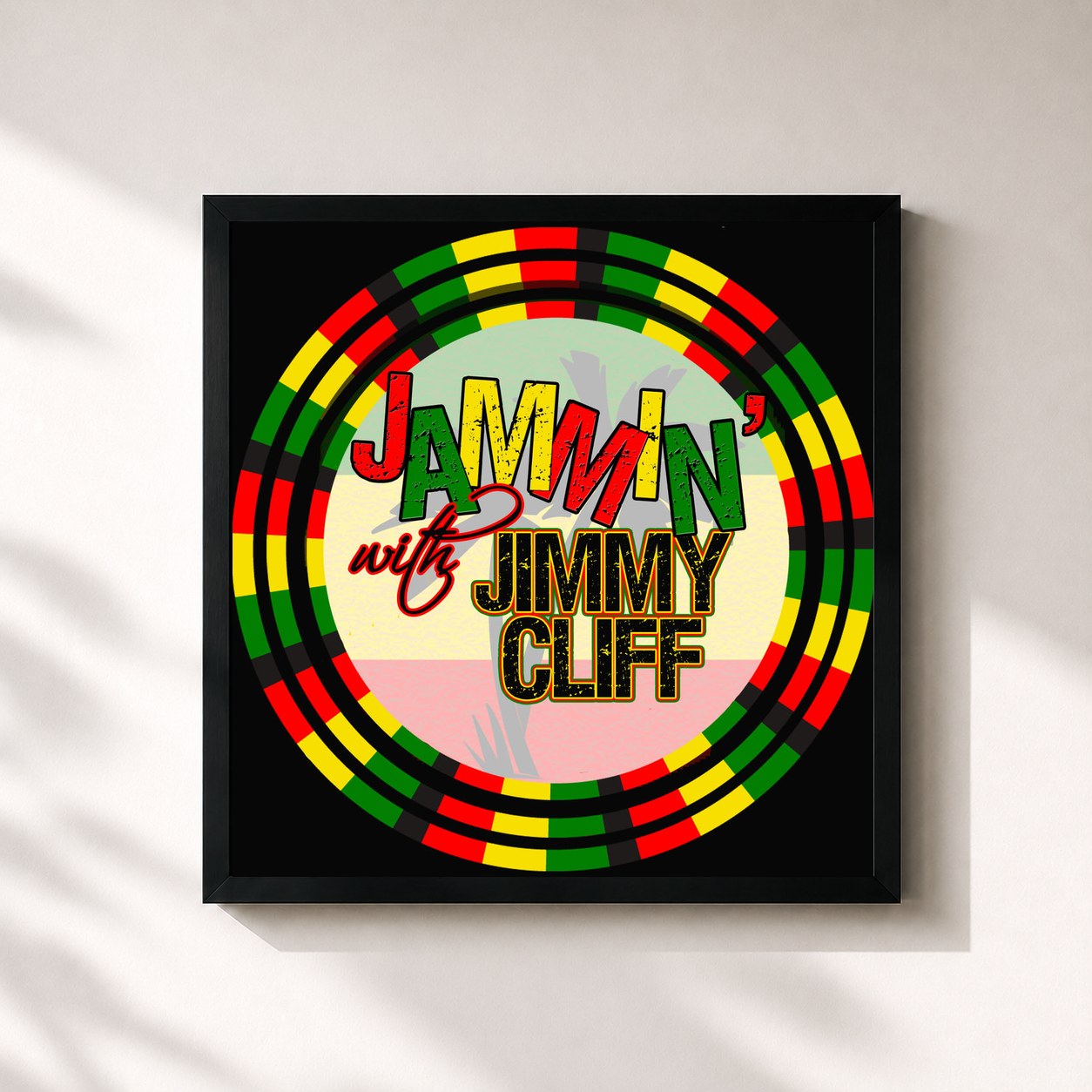 #noir Tableau carré de l'album Jammin' With… Jimmy Cliff de Jimmy Cliff, cadre noir 32x32 cm