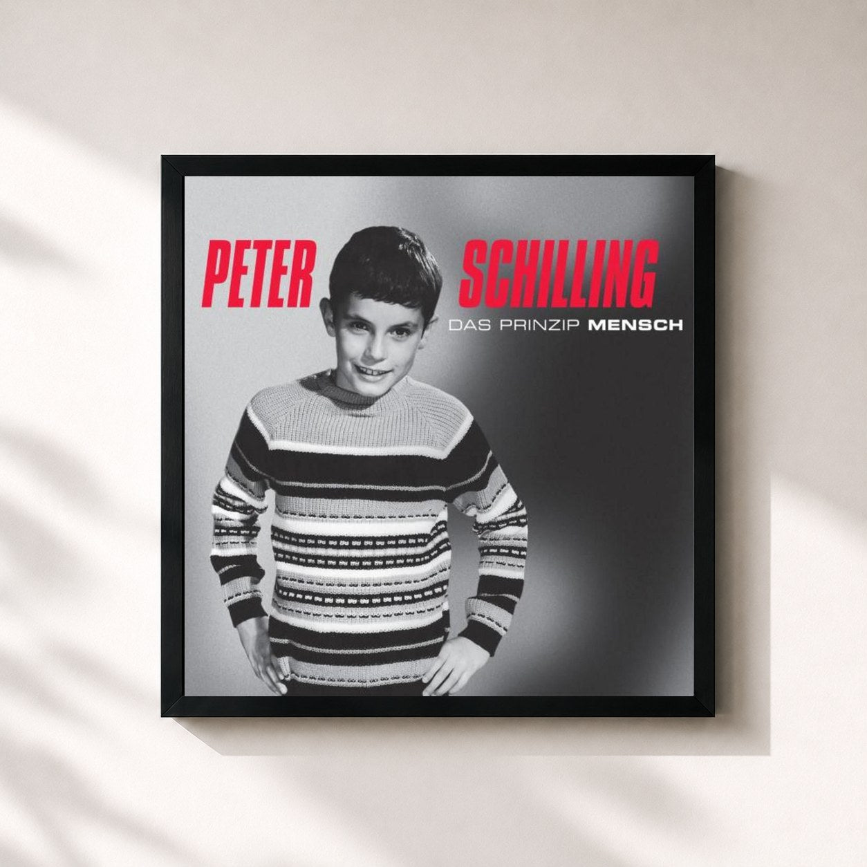 #noir Tableau carré de l'album Das Prinzip Mensch de Peter Schilling, cadre noir 32x32 cm