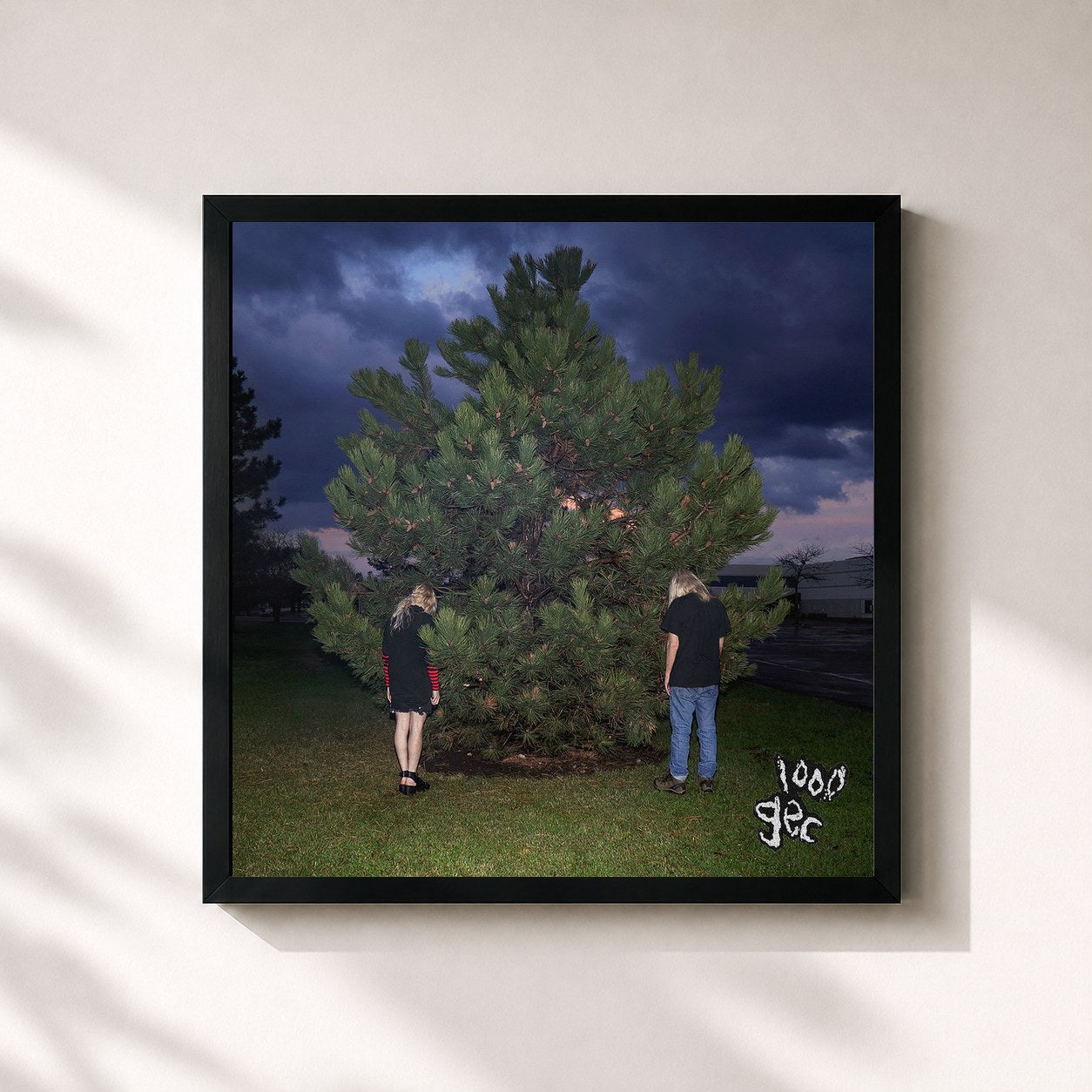 #noir Tableau carré de l'album 1000 gecs de 100 gecs, cadre noir 32x32 cm