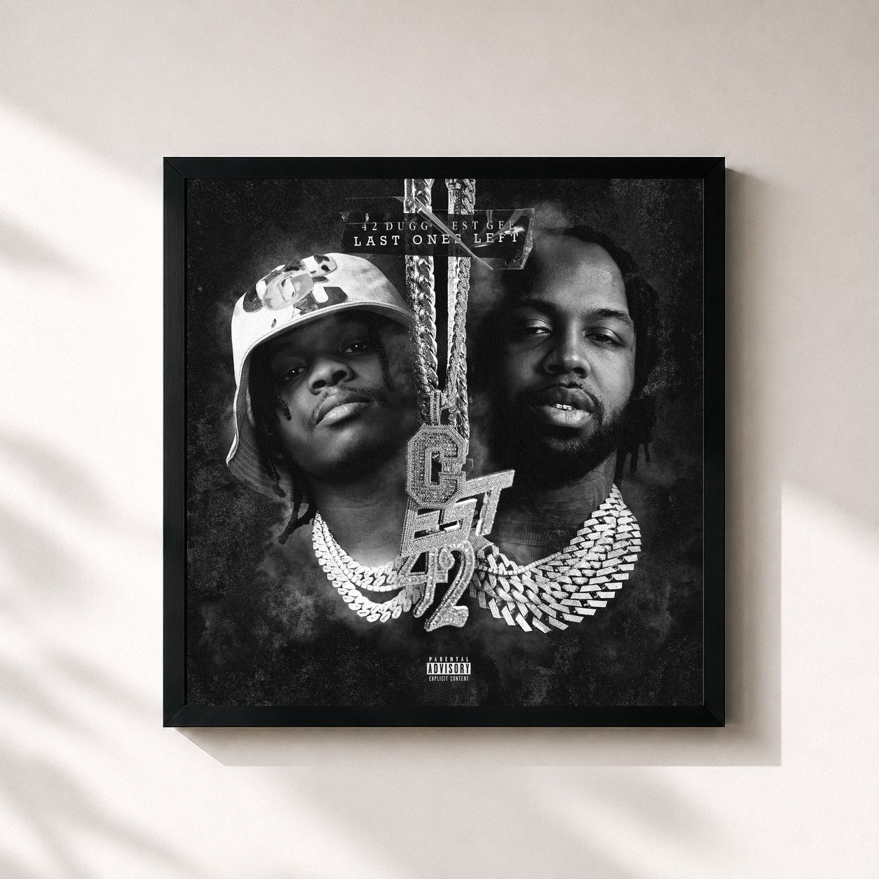 #noir Tableau carré de l'album Last Ones Left de 42 Dugg, cadre noir 32x32 cm