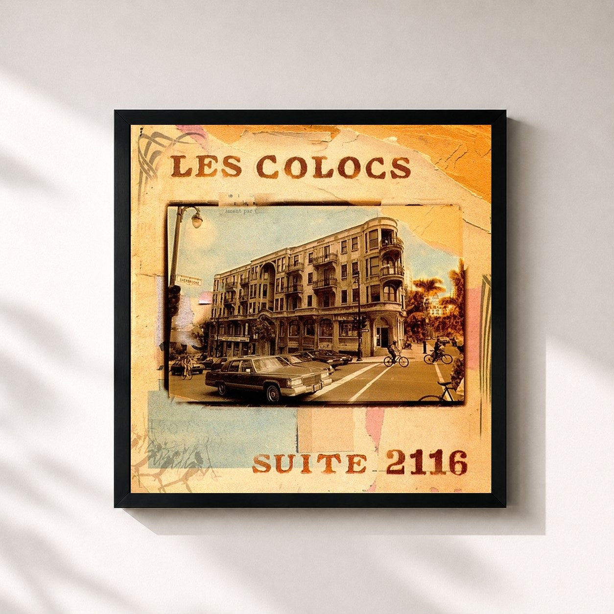 #noir Tableau carré de l'album Suite 2116 de Les Colocs, cadre noir 32x32 cm