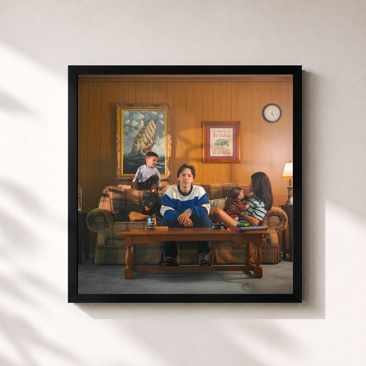 #noir Tableau carré de l'album About Time de Connor Price, cadre noir 32x32 cm