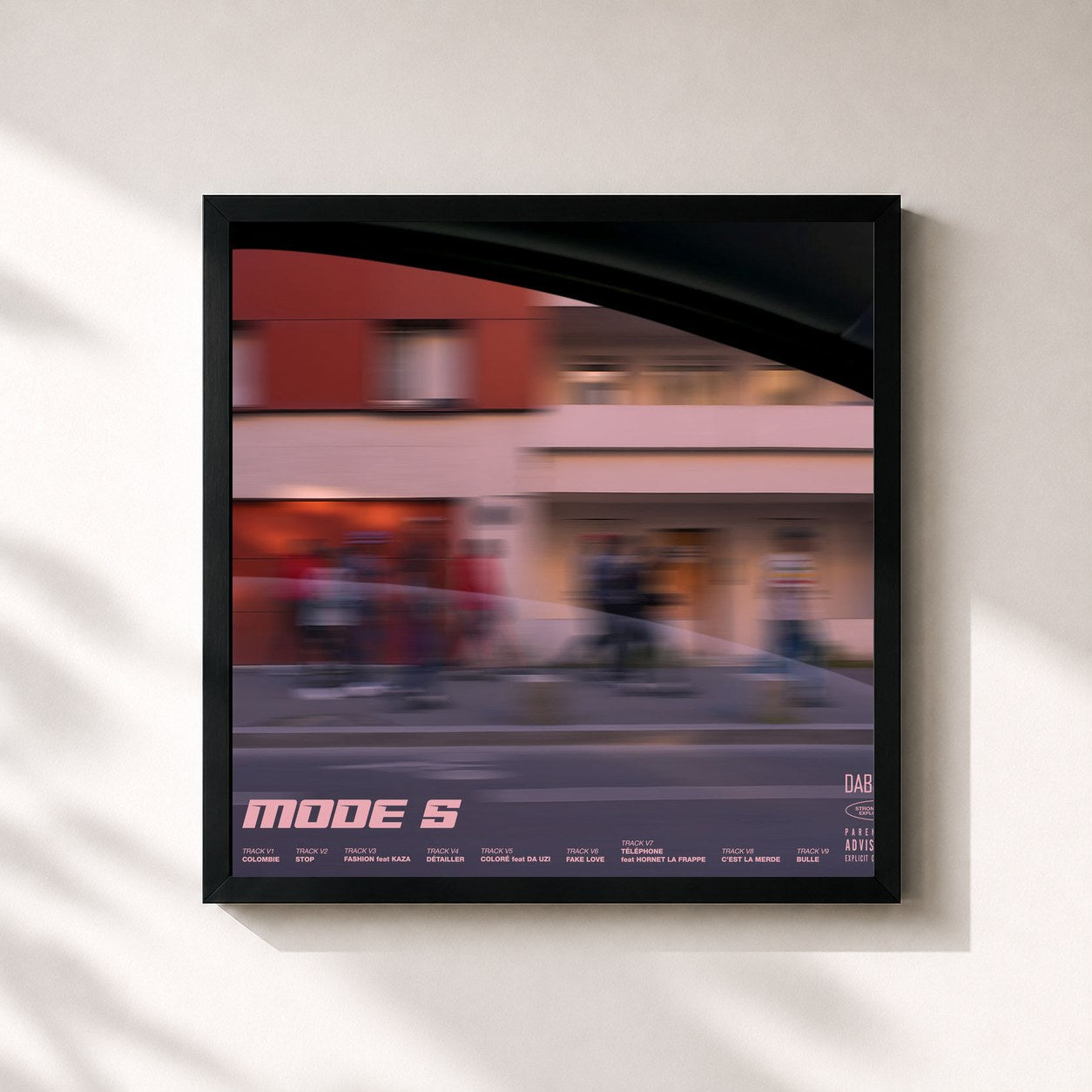 #noir Tableau carré de l'album Mode S de Dabs, cadre noir 32x32 cm